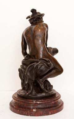 Sitzende Hermes oder Merkur Bronzestatue nach Jean Pigalle 19. Jahrhundert