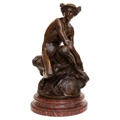 Seated Hermes or Mercury Bronze Statue After Jean Pigalle 19th Century