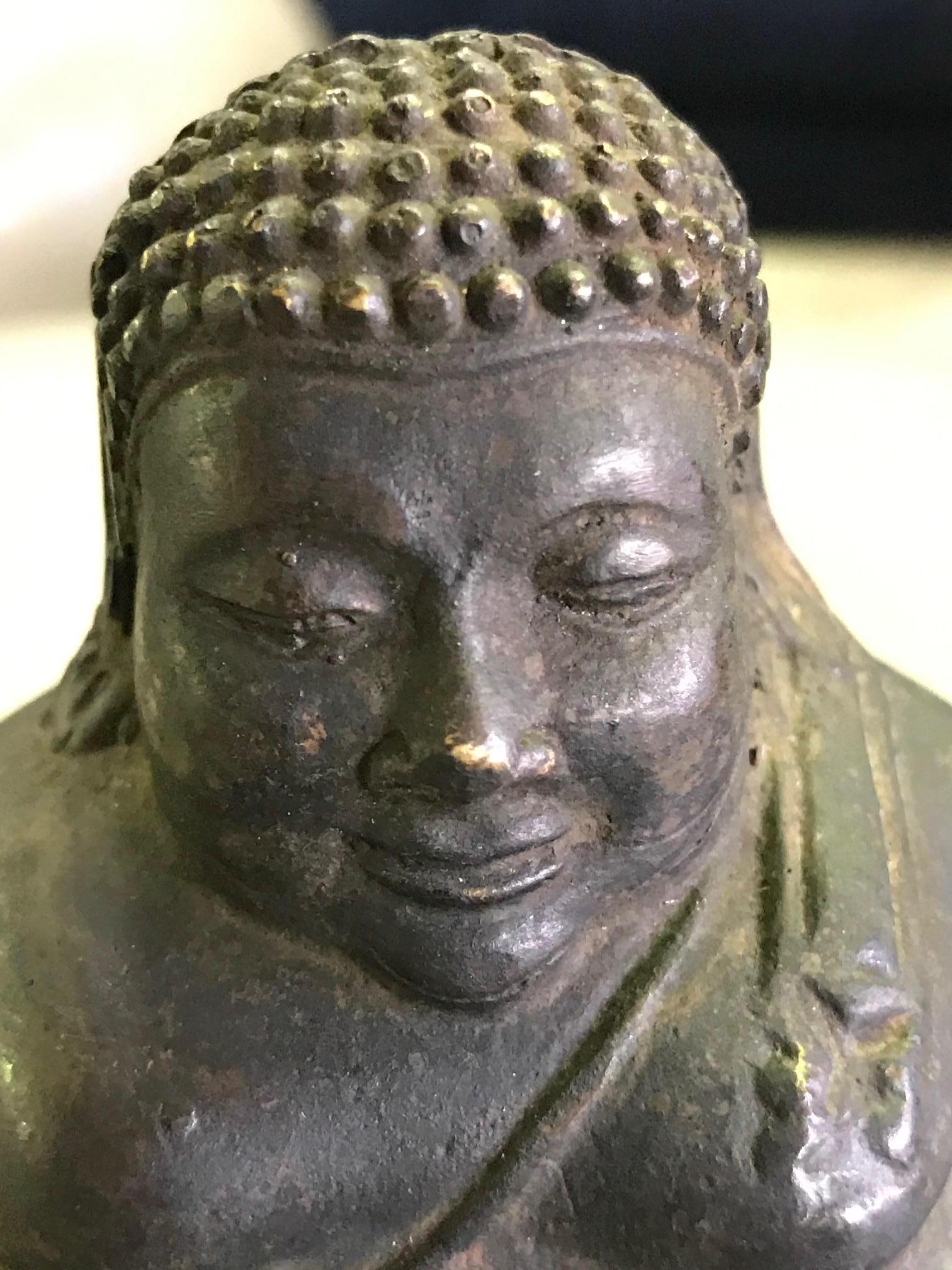 Seated Laughing Jolly Bronze Buddha Sculpture, 18th-19th Century For Sale 5