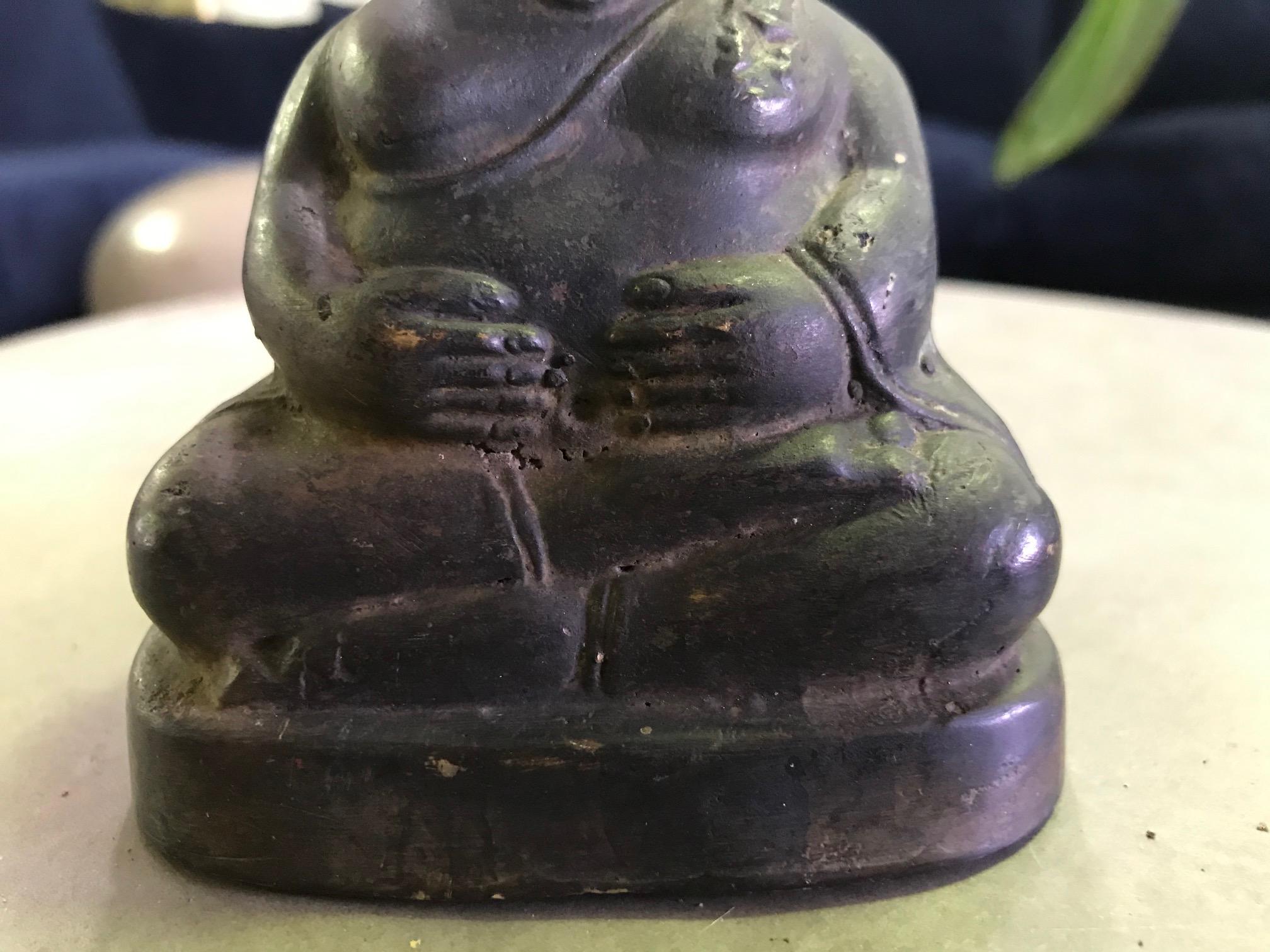 Seated Laughing Jolly Bronze Buddha Sculpture, 18th-19th Century For Sale 4