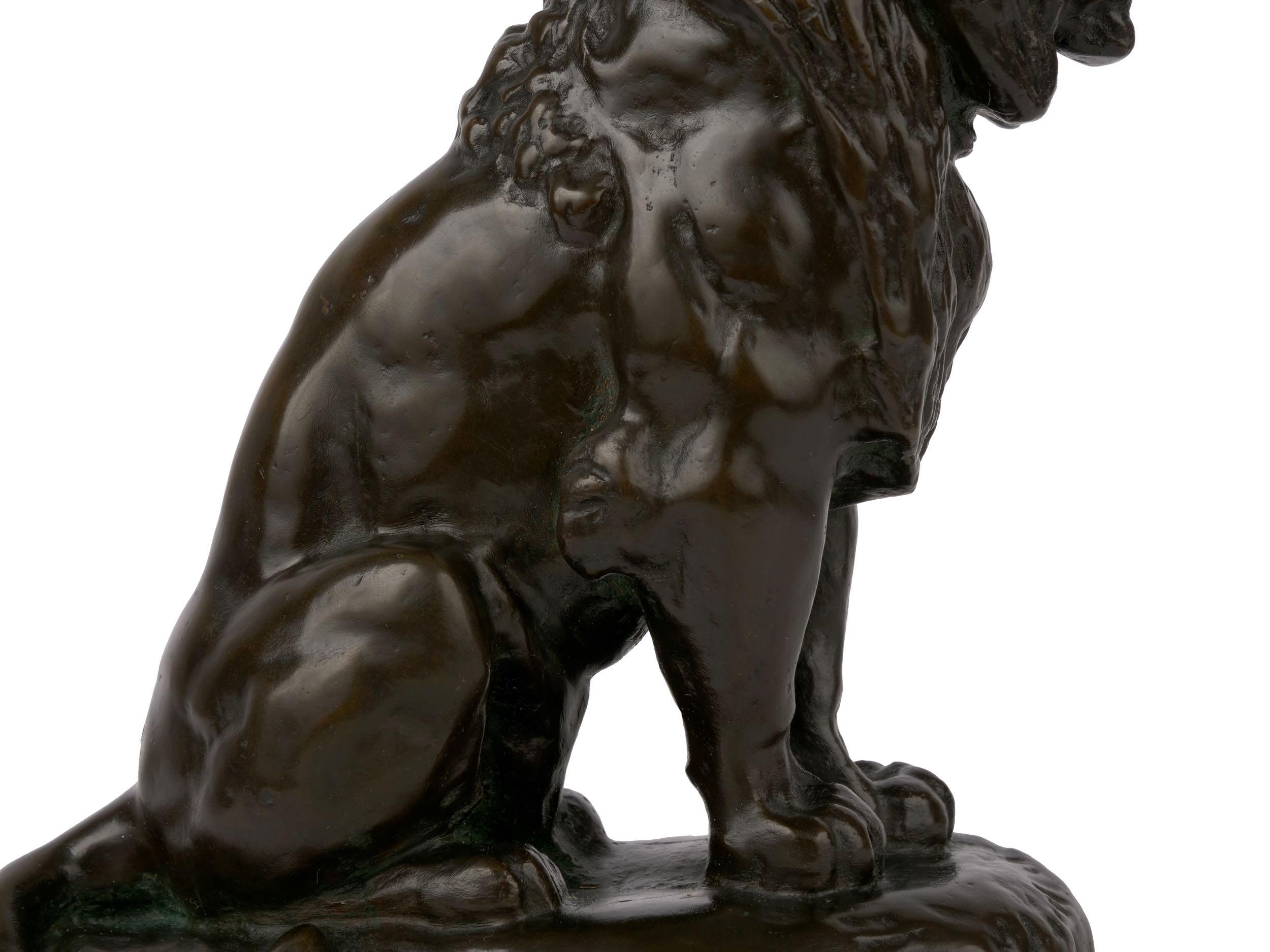 “Seated Lion” Antique French Bronze Sculpture Cast after Antoine-Louis Barye 5