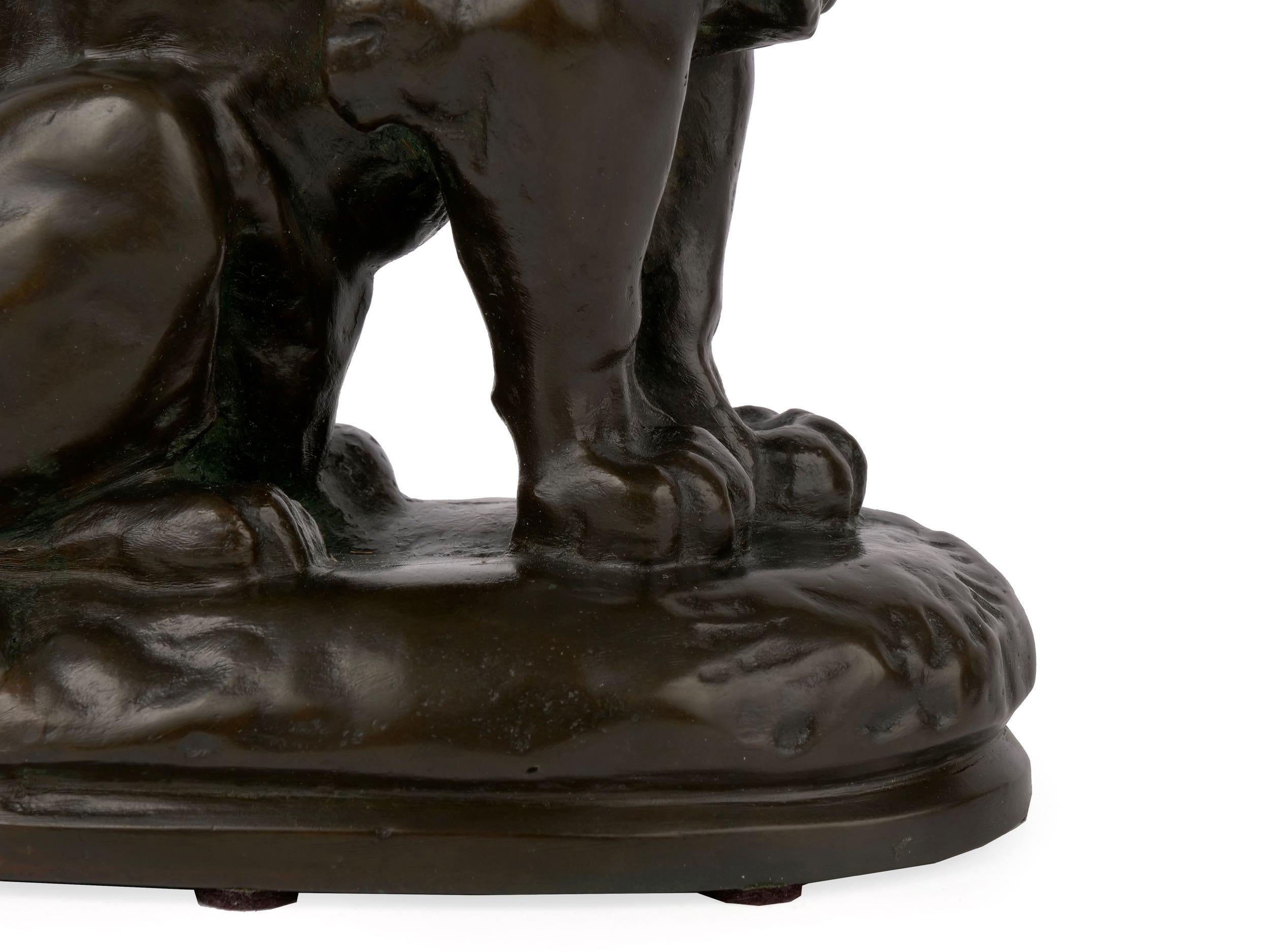 “Seated Lion” Antique French Bronze Sculpture Cast after Antoine-Louis Barye 7