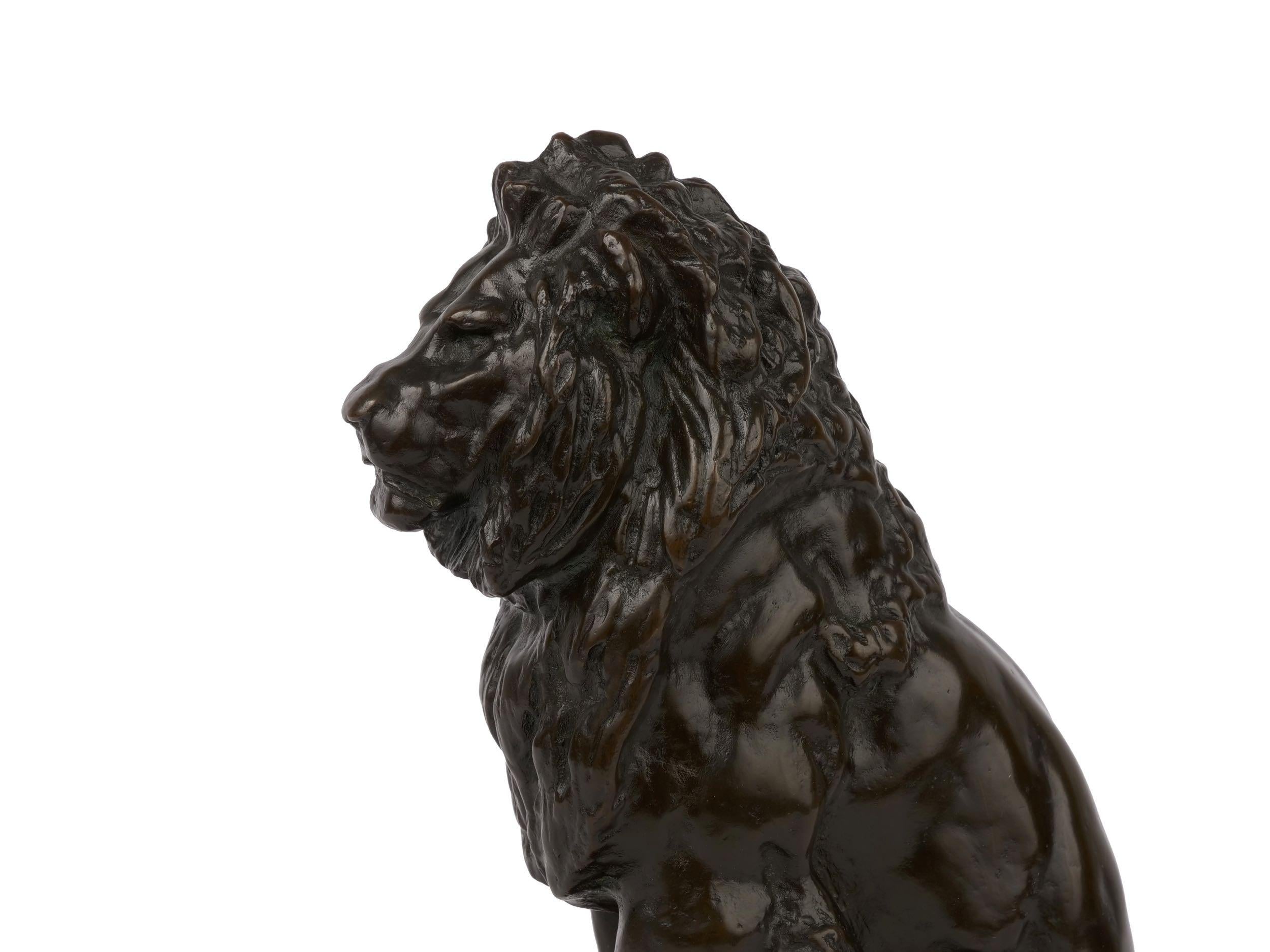 “Seated Lion” Antique French Bronze Sculpture Cast after Antoine-Louis Barye 10