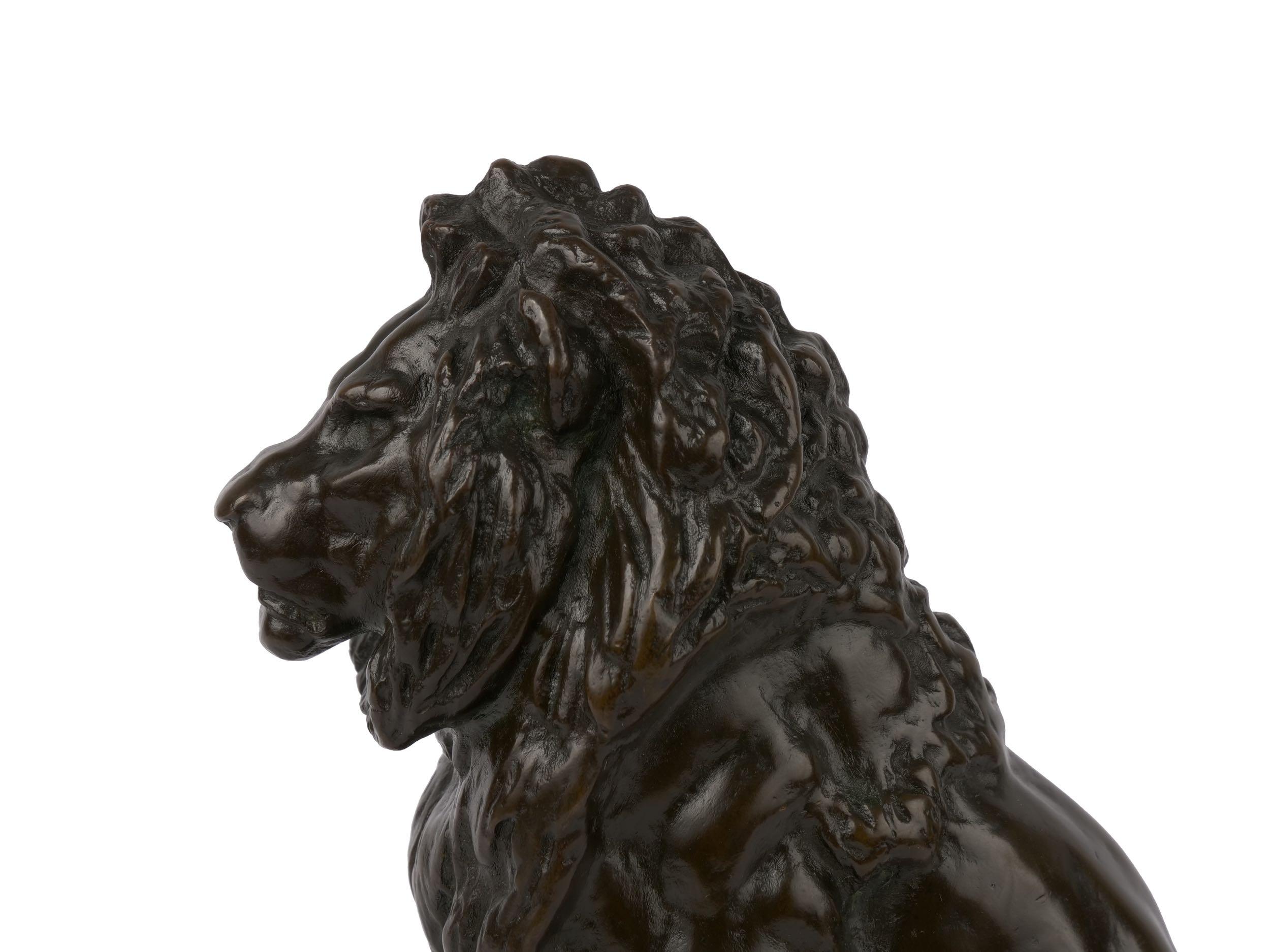 “Seated Lion” Antique French Bronze Sculpture Cast after Antoine-Louis Barye 13