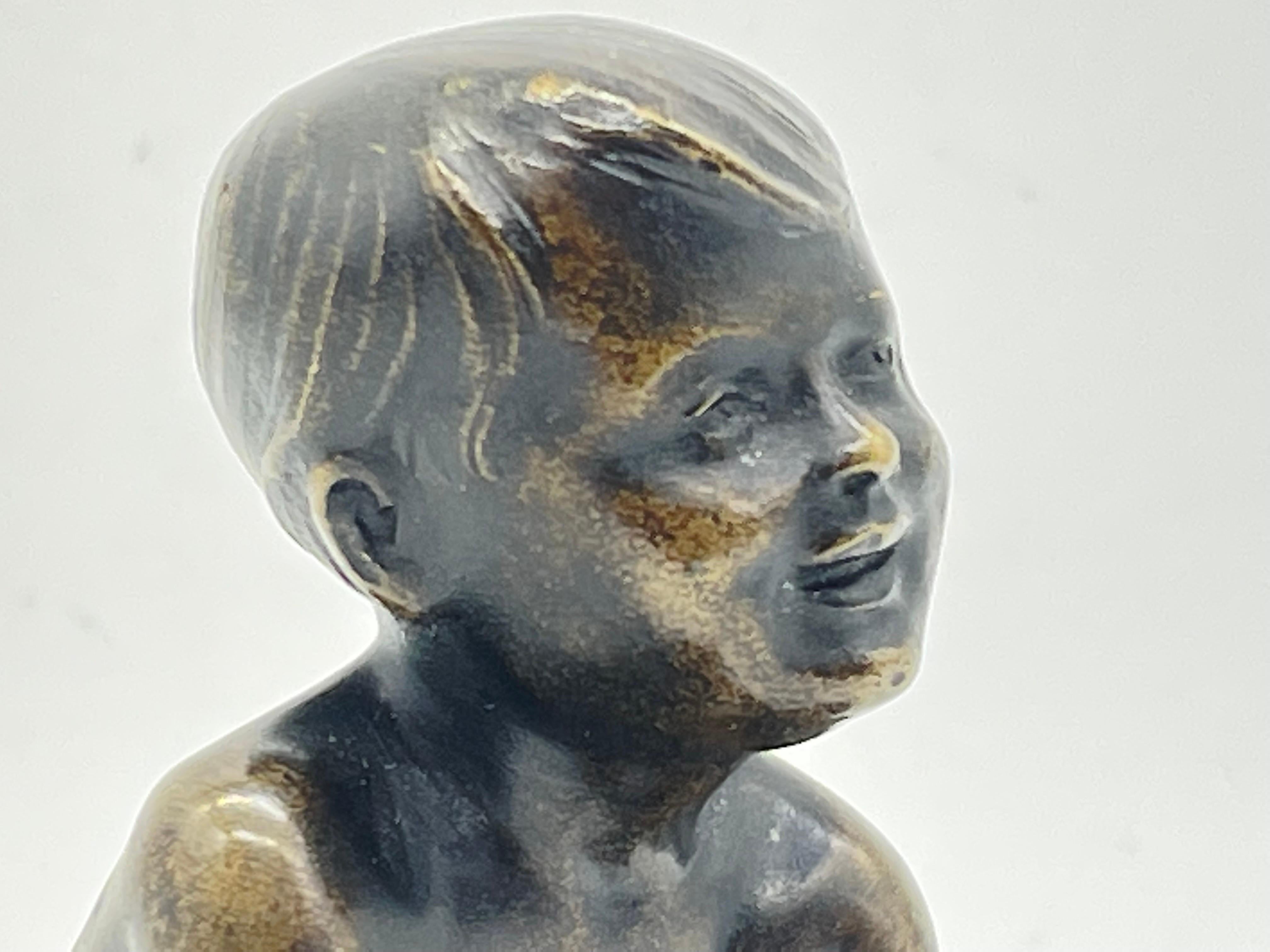 19th Century Seated little Boy/Child, solid Bronze Sculpture/Figure For Sale 6