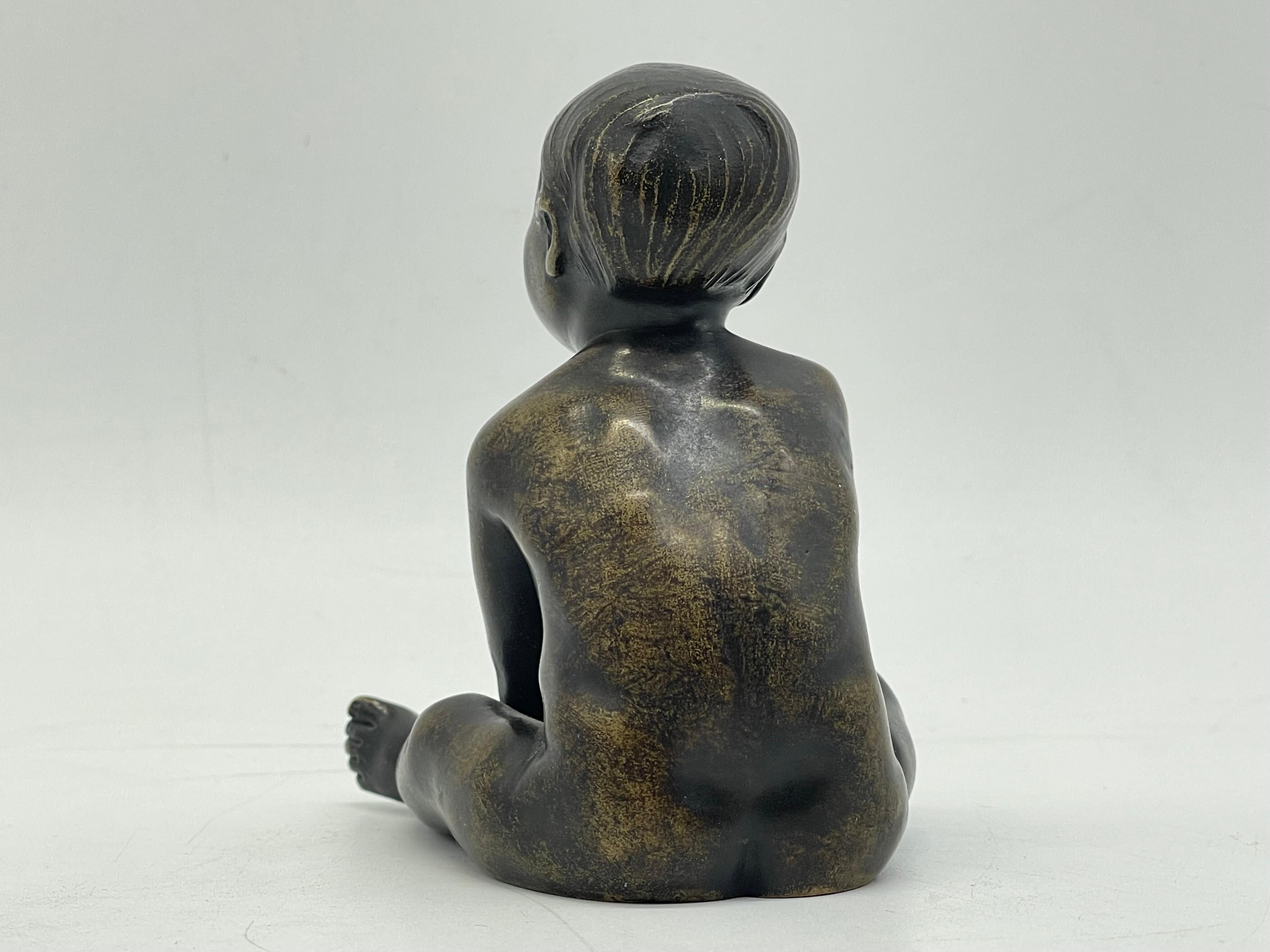 19th Century Seated little Boy/Child, solid Bronze Sculpture/Figure For Sale 2