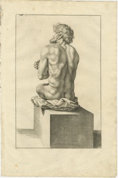 Seated Male Nude from Behind after de Lairesse German Drawing Manual, c1745