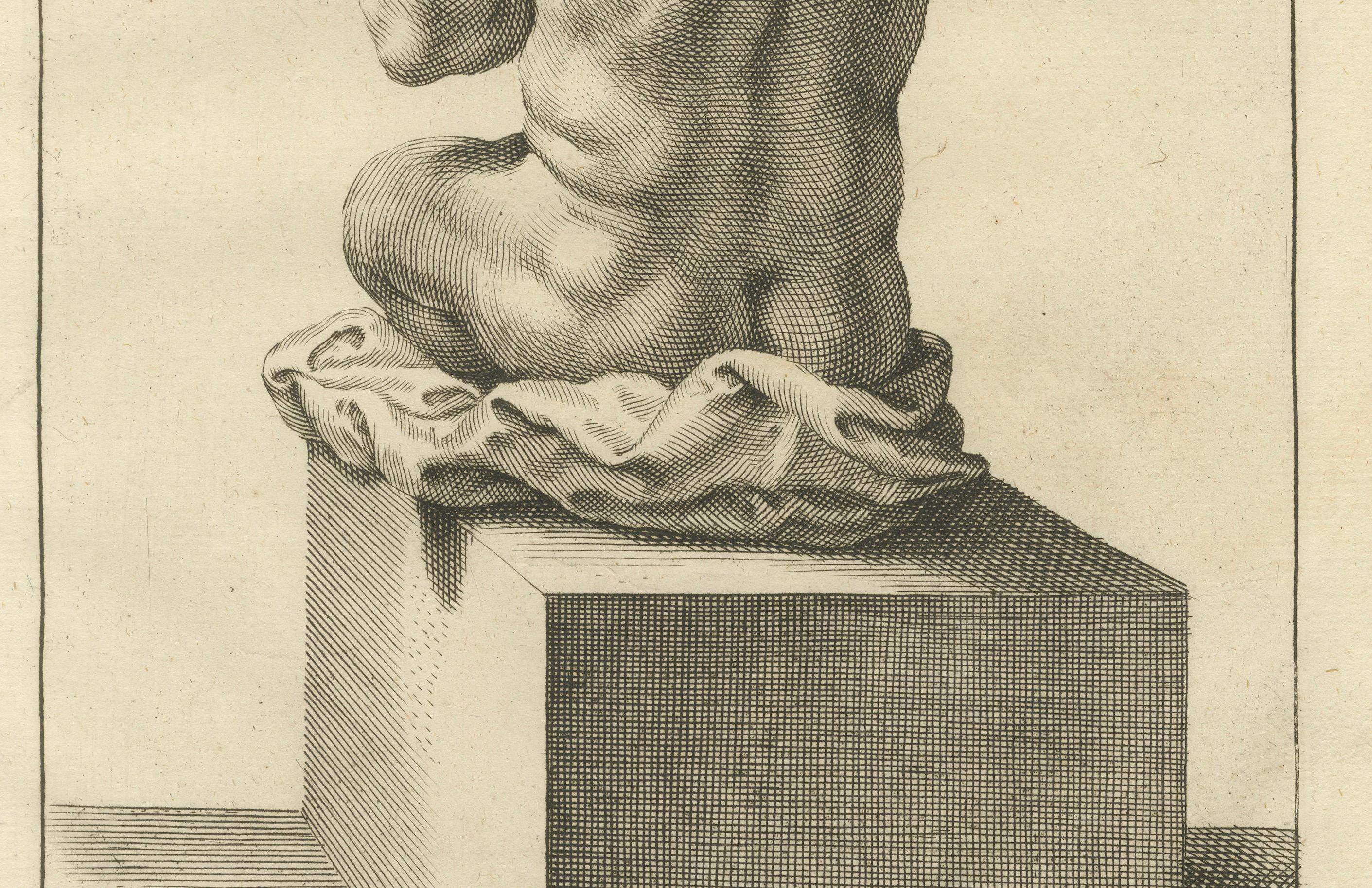 Seated Male Nude from Behind after de Lairesse German Drawing Manual, c1745