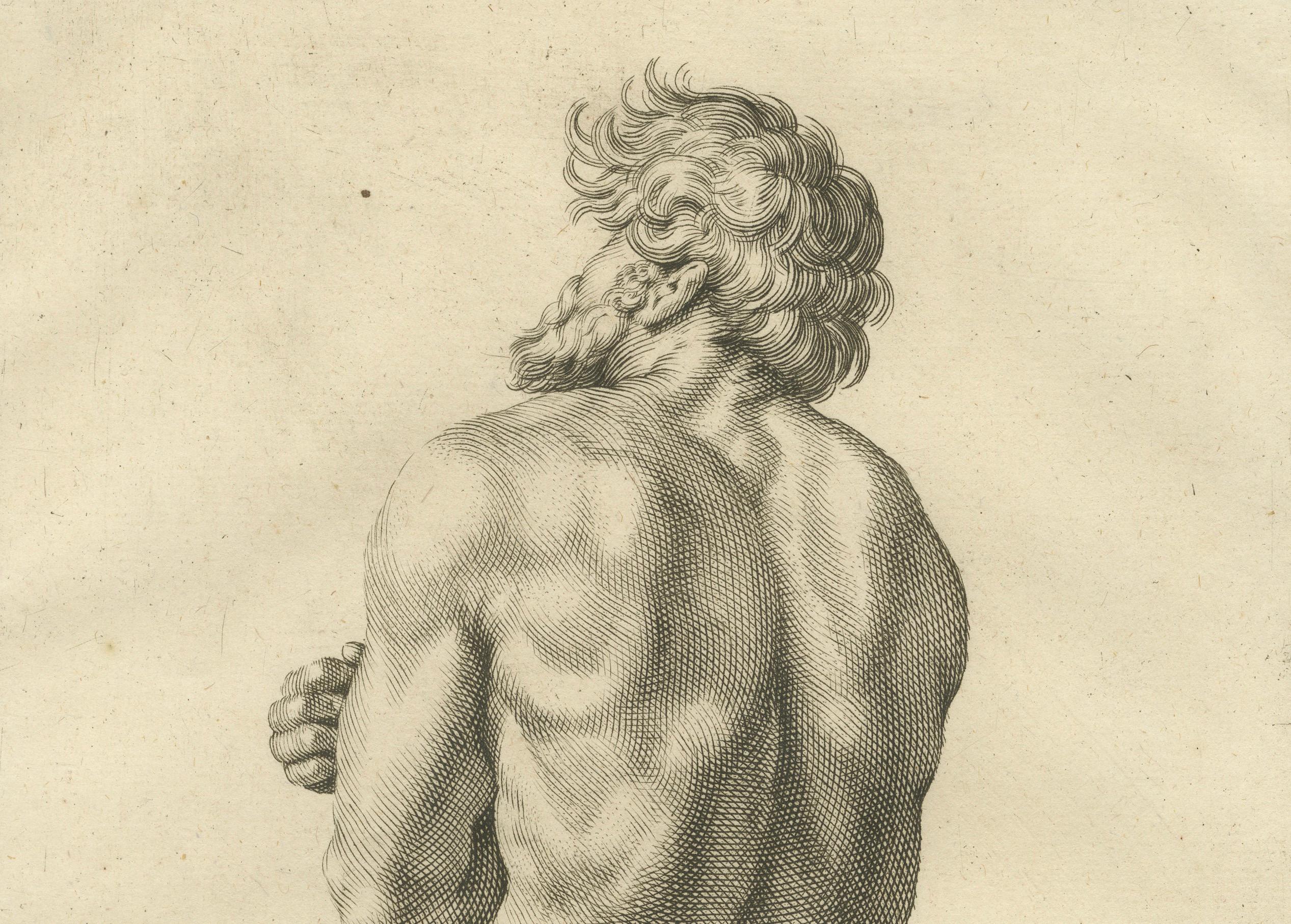 Seated Male Nude from Behind after de Lairesse German Drawing Manual, c1745