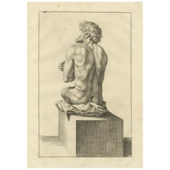 Desnudo masculino sentado de espaldas según de Lairesse Manual de dibujo alemán, c1745