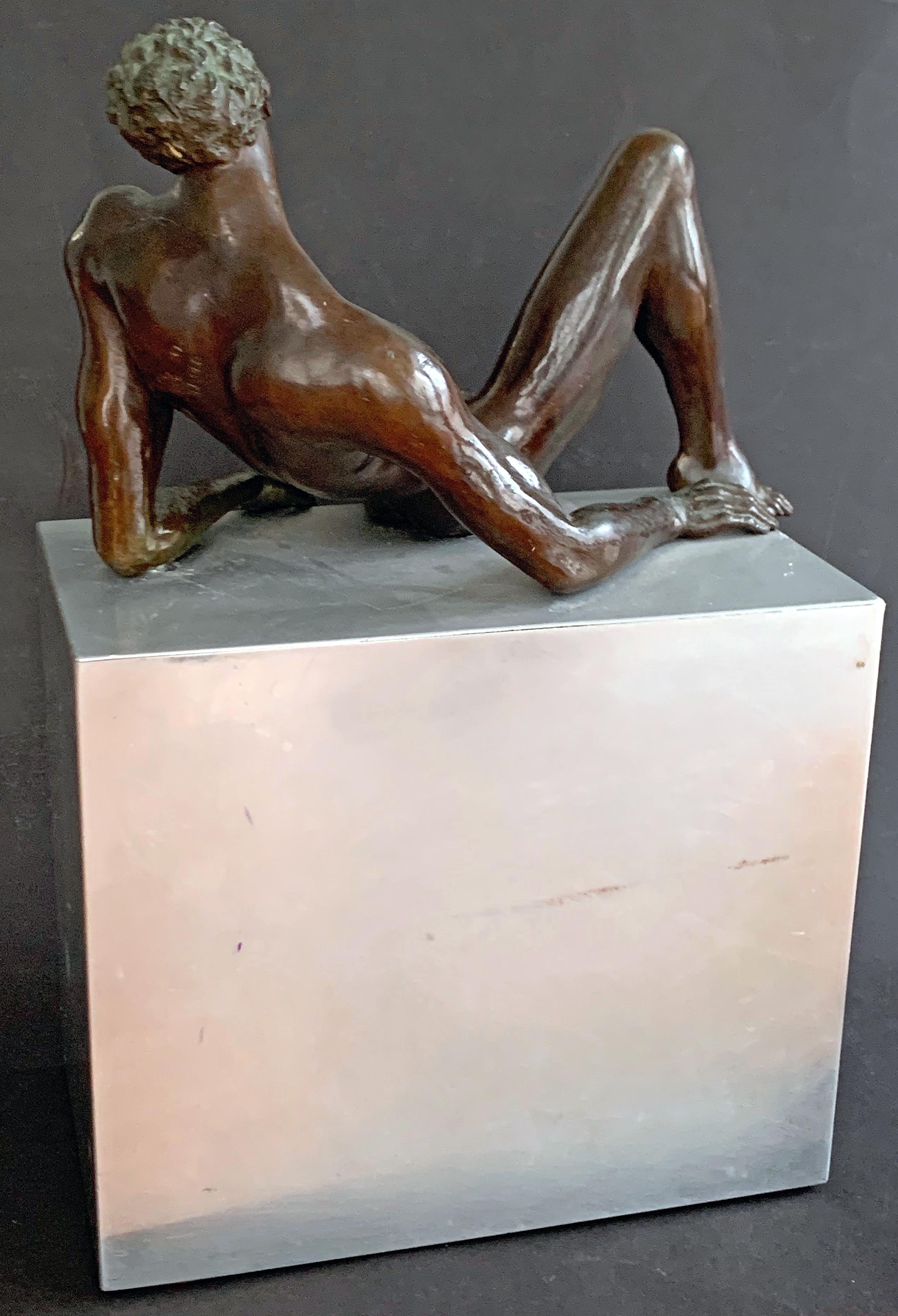 Moulage « Nu masculin assis », remarquable sculpture en bronze de Choate, artiste figuratif en vente
