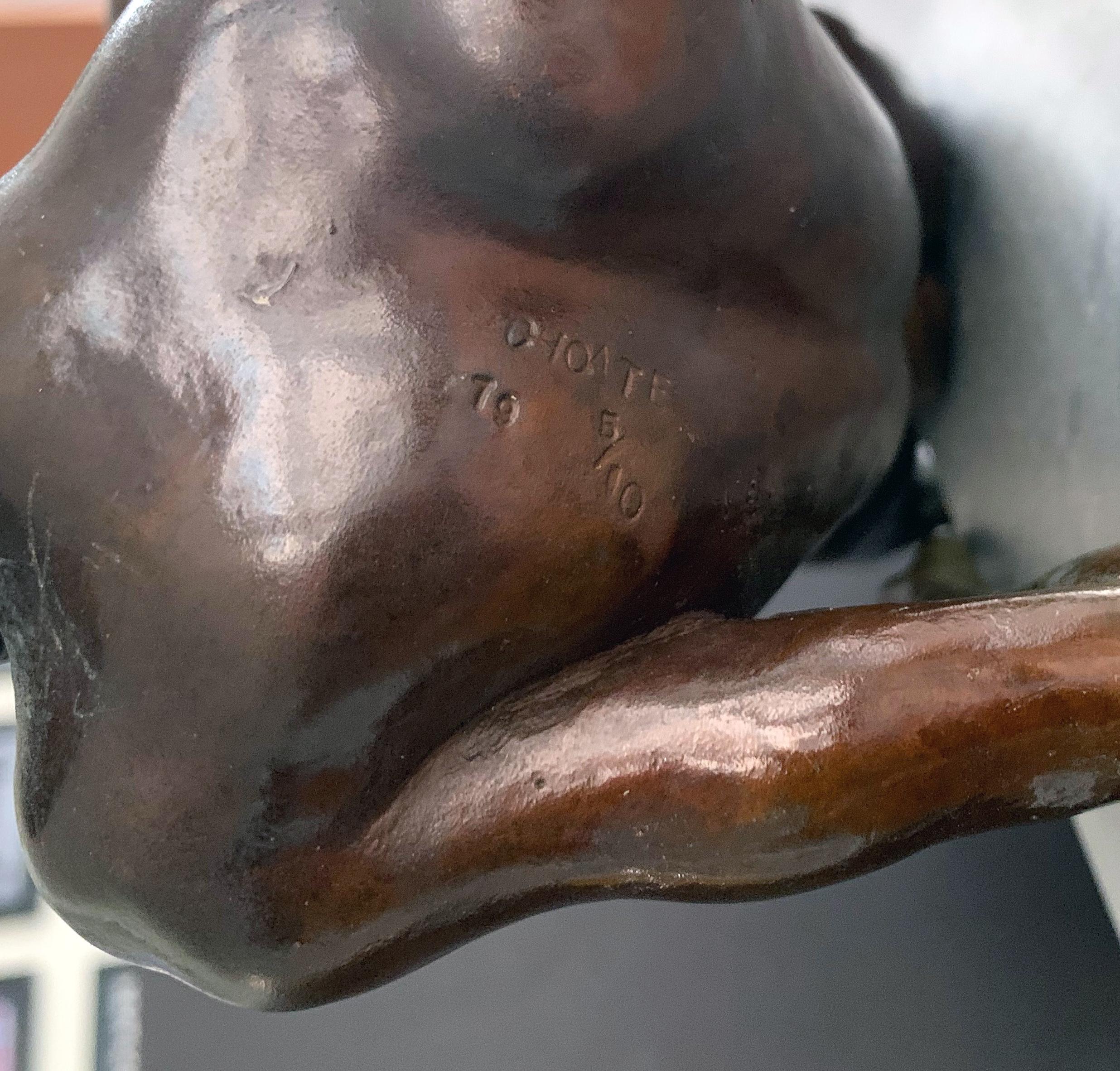 « Nu masculin assis », remarquable sculpture en bronze de Choate, artiste figuratif Bon état - En vente à Philadelphia, PA