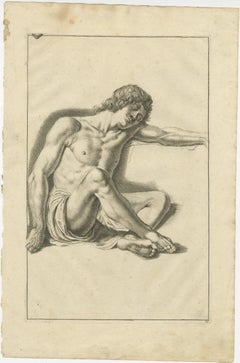 Seated Male Nude with Outstretched Arm after de Lairesse German Manual, c1745