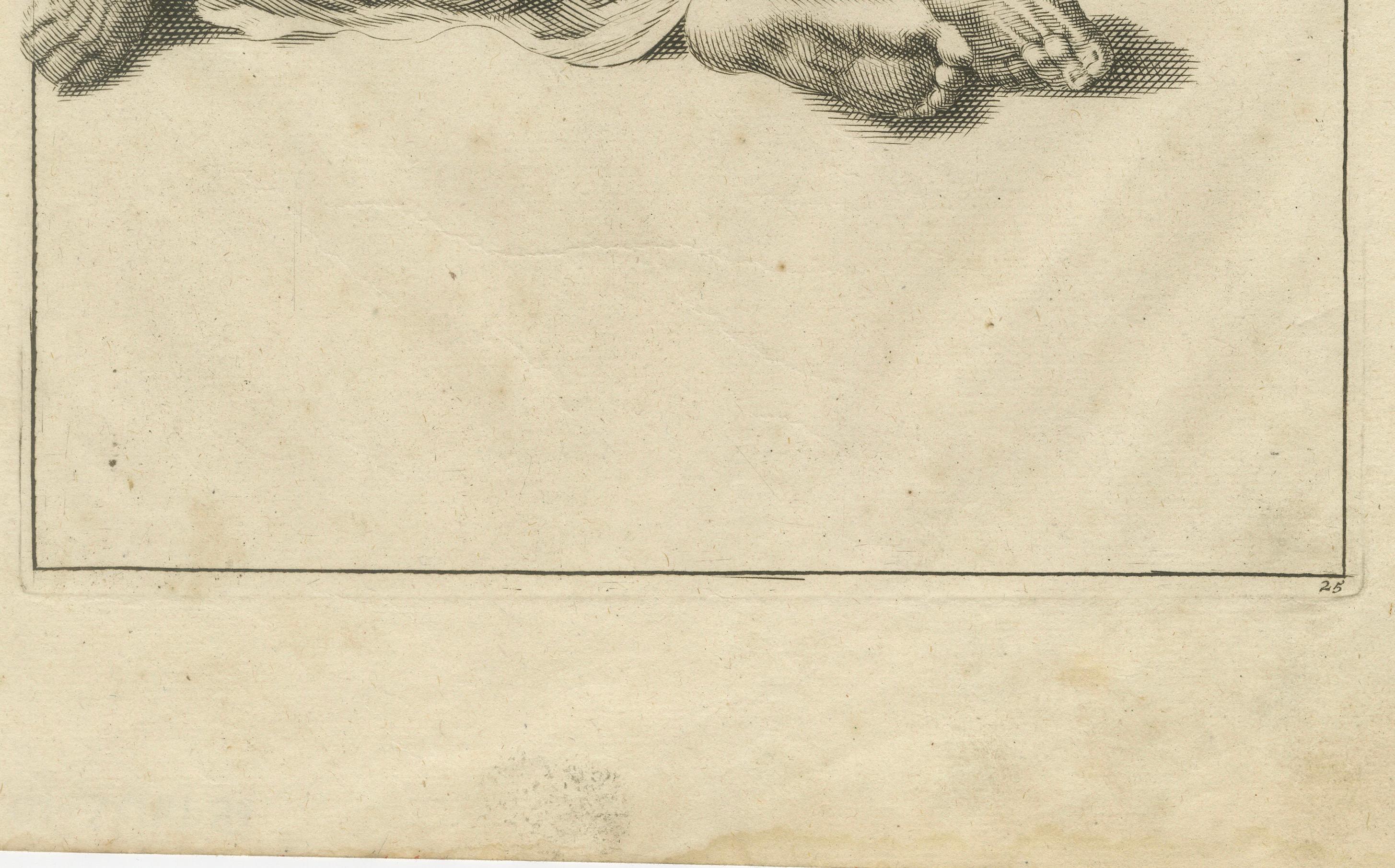Seated Male Nude with Outstretched Arm after de Lairesse German Manual, c1745