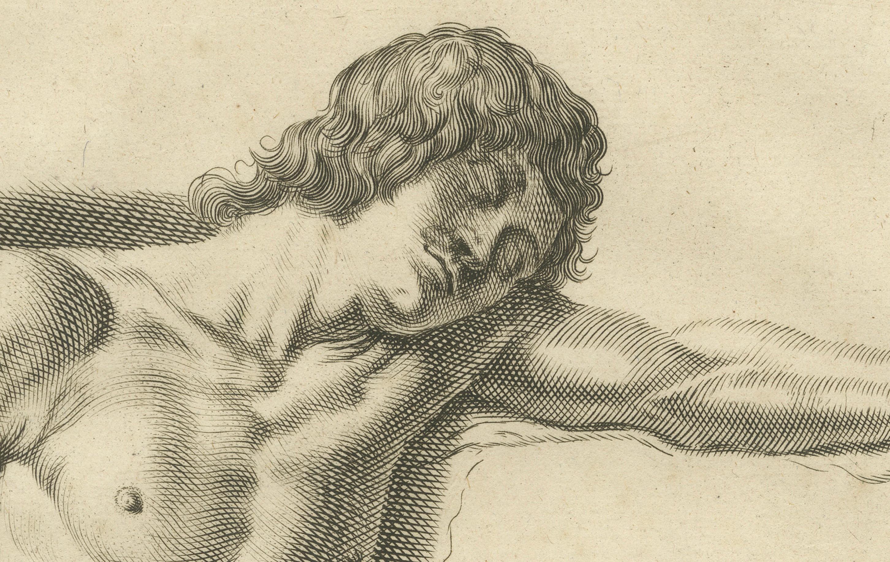 Seated Male Nude with Outstretched Arm after de Lairesse German Manual, c1745