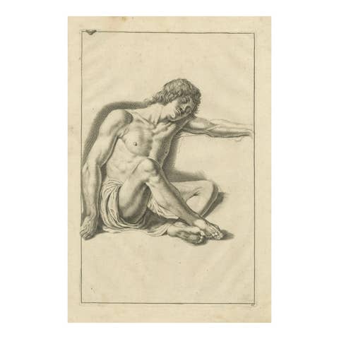 Seated Male Nude with Outstretched Arm after de Lairesse German Manual, c1745