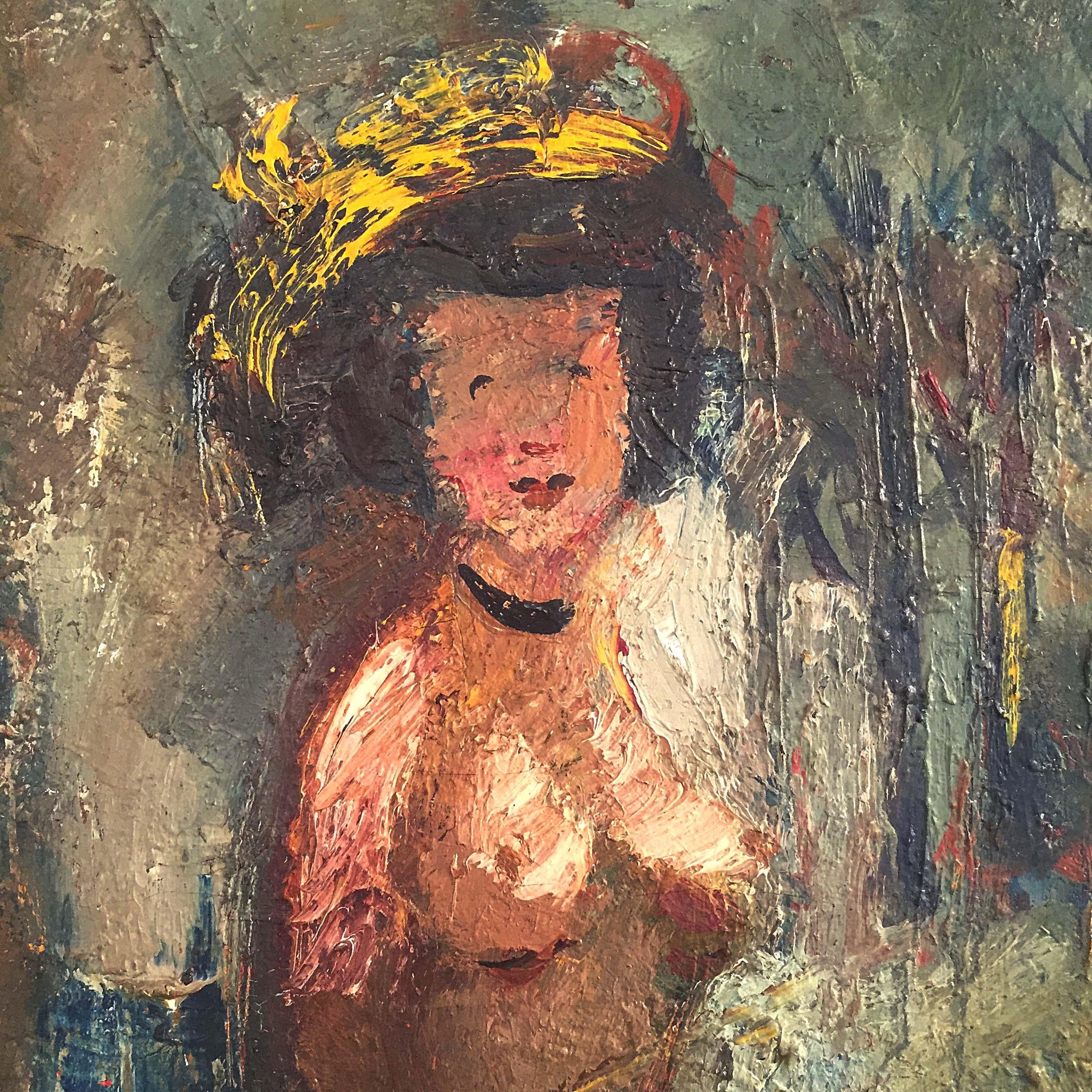 French Seated Nude By Fernand Labat Oil On Canvas 1920s Art Deco Boho Wall Art  For Sale