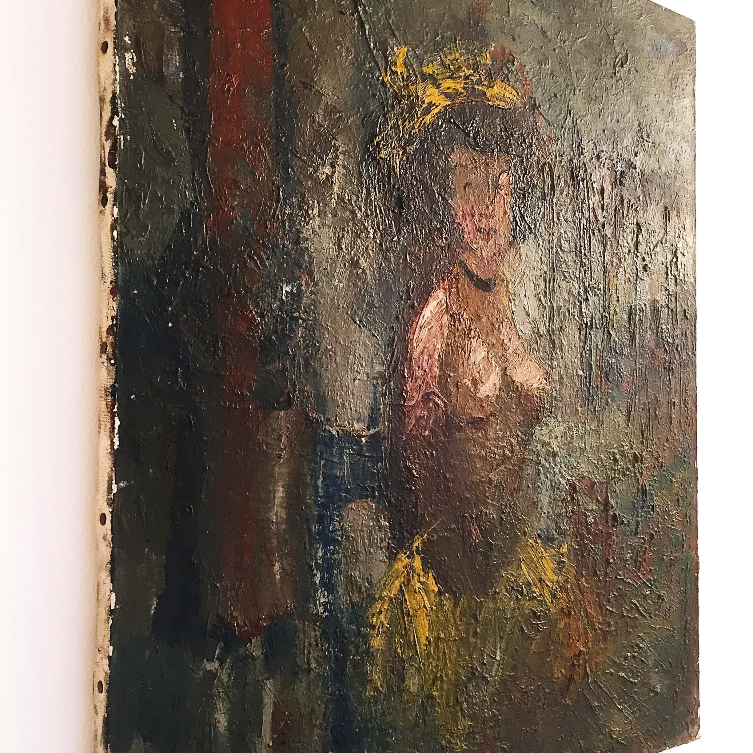 Nu assis par Fernand Labat Huile sur toile Art Déco Boho des années 1920  Bon état - En vente à London, GB
