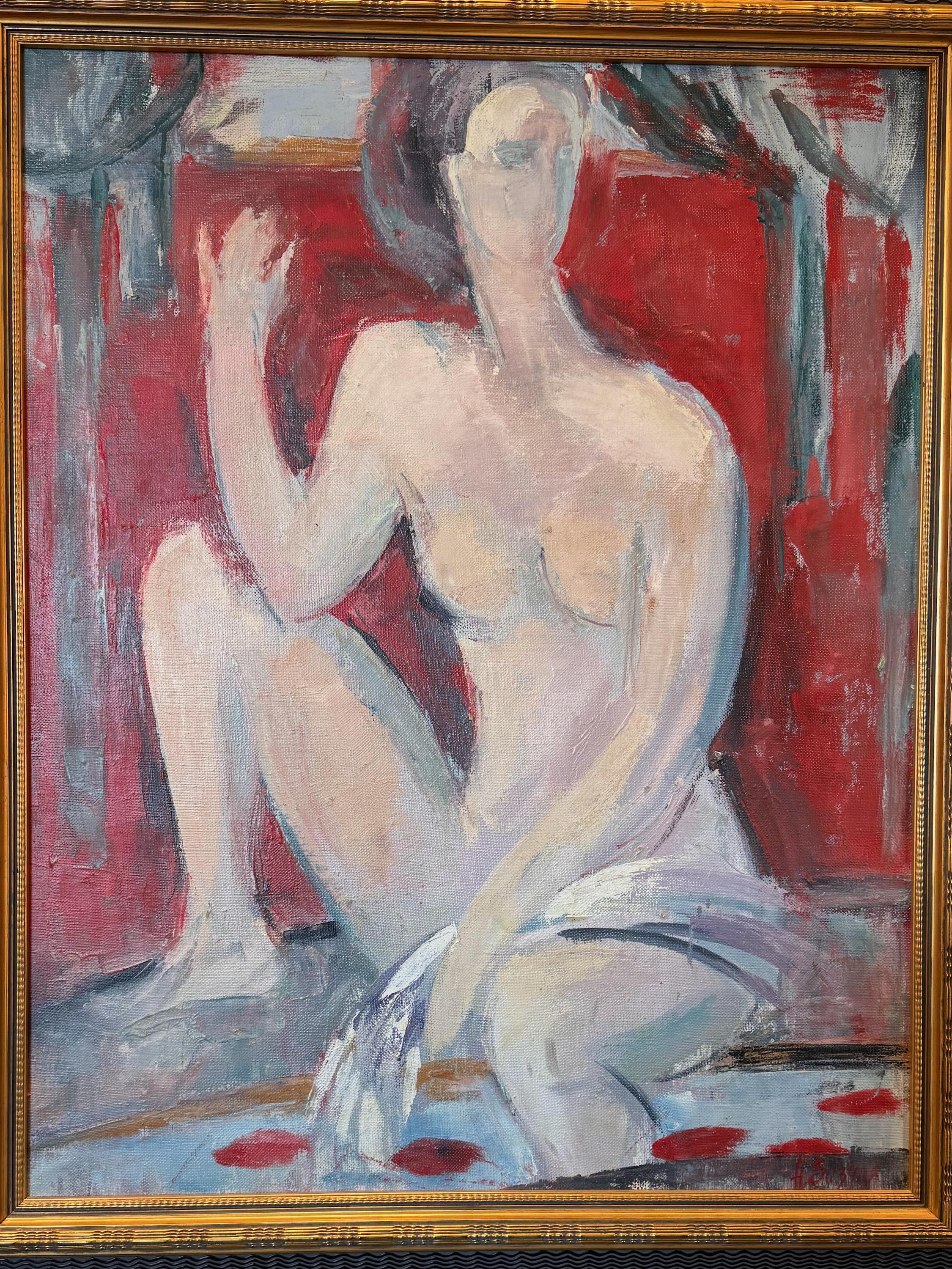 Unknown Seated Nude O/C Yevgeny Avezdov For Sale