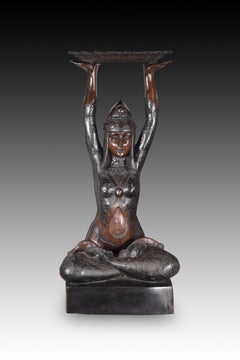 Seated offering lady. Bronze. 20th century, after Art Dèco.