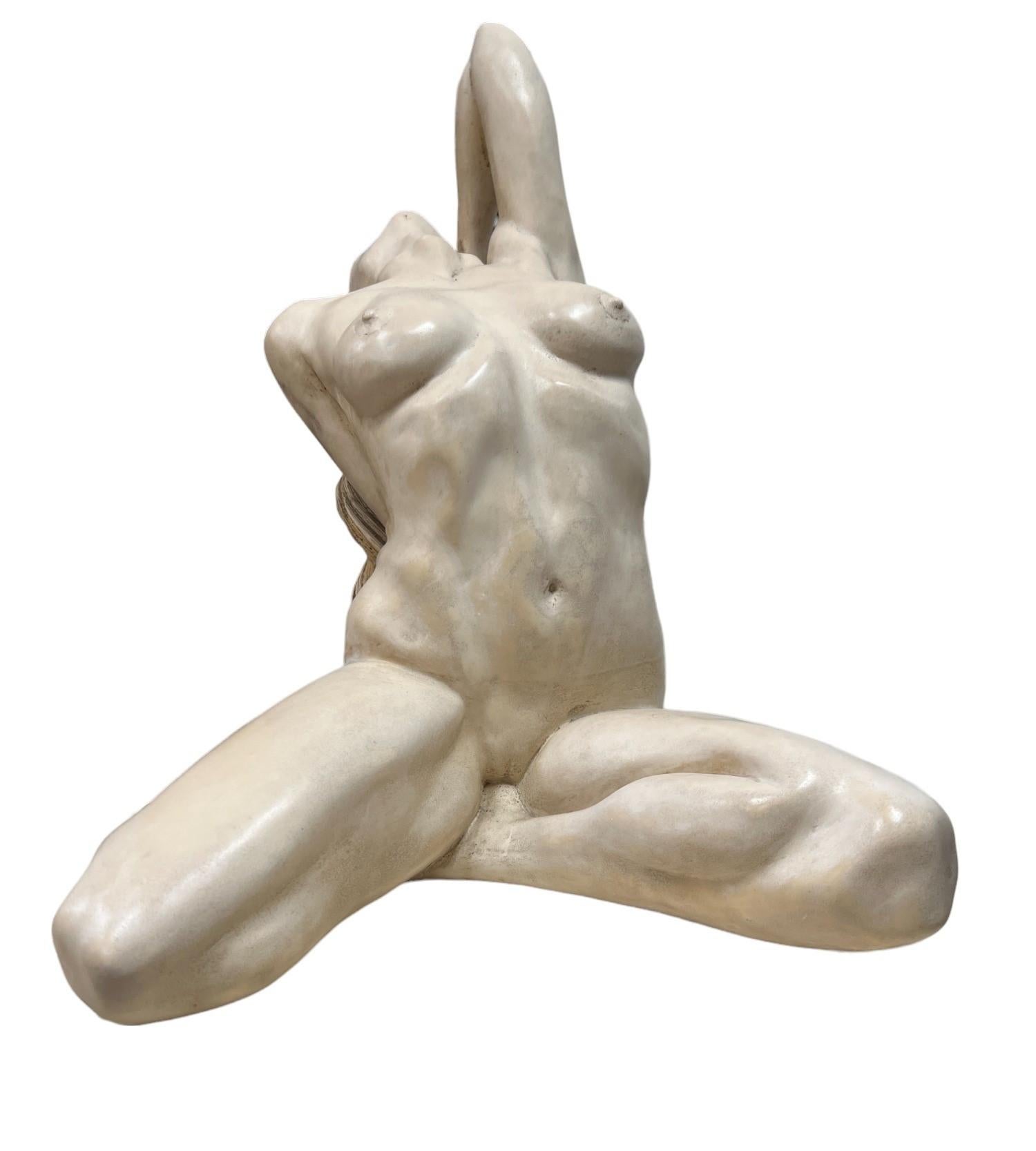 Composition Seated Reclining Nude Female Sculpture For Sale