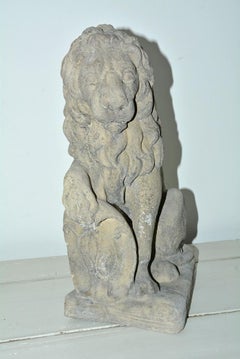 Seated Cast Stone Lion with Shield