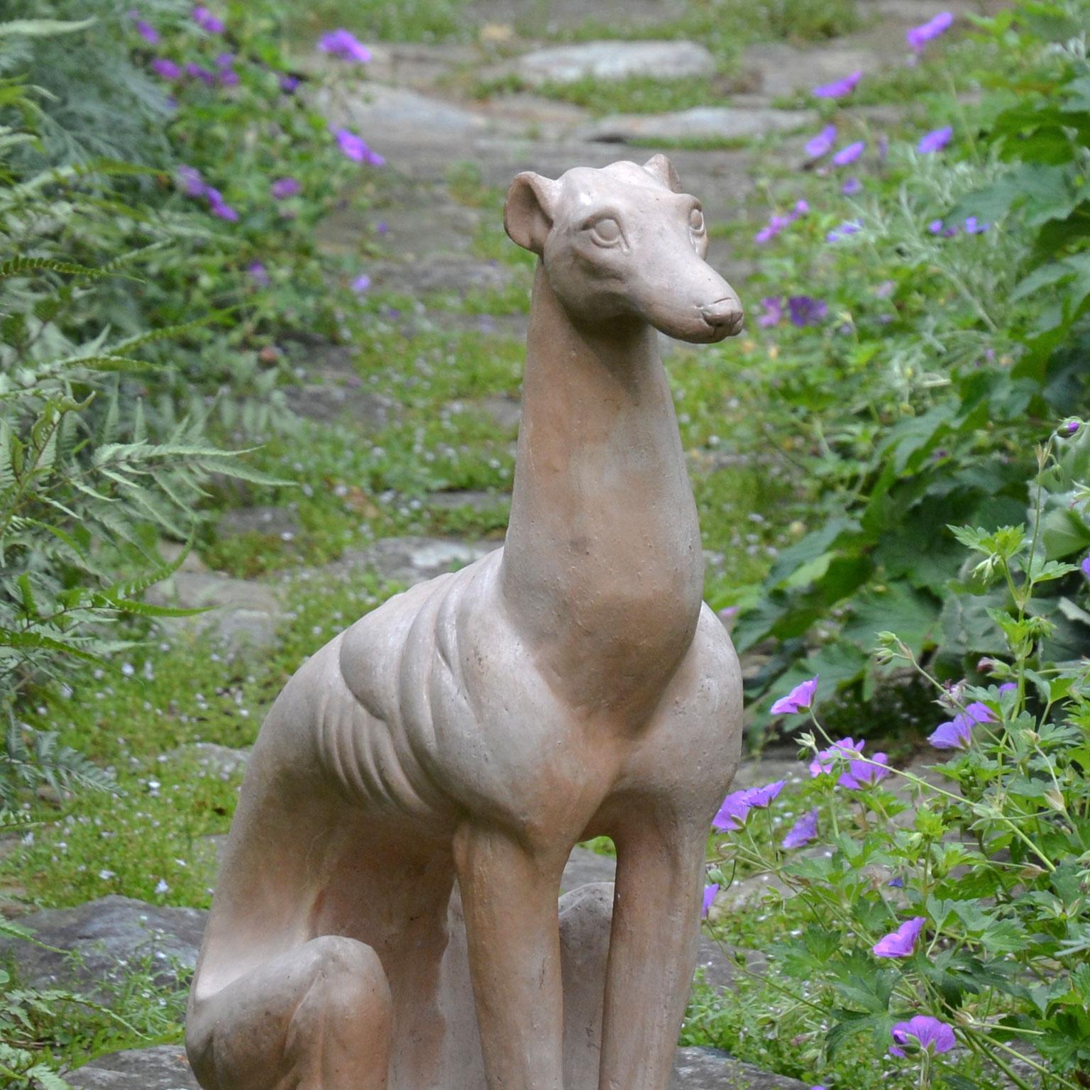 Cast Seated Terracotta Whippet