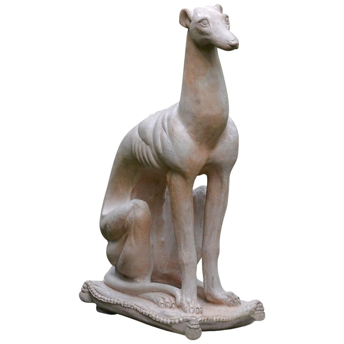Seated Terracotta Whippet