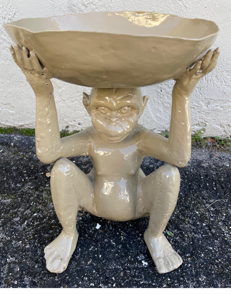 Seated Tole Monkey Holding a Bowl on His Head For Sale at 1stDibs