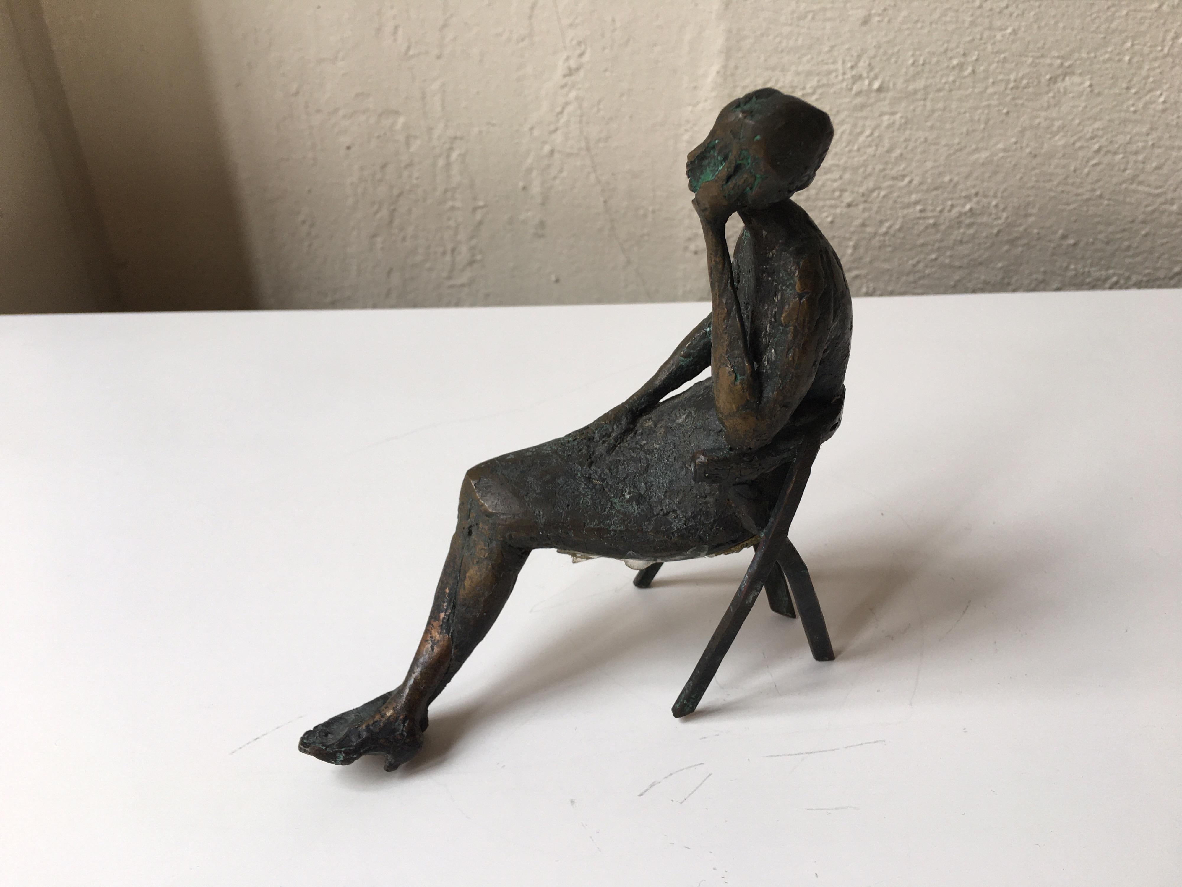 Modern Seated Woman Bronze by Laura Ziegler, 1956