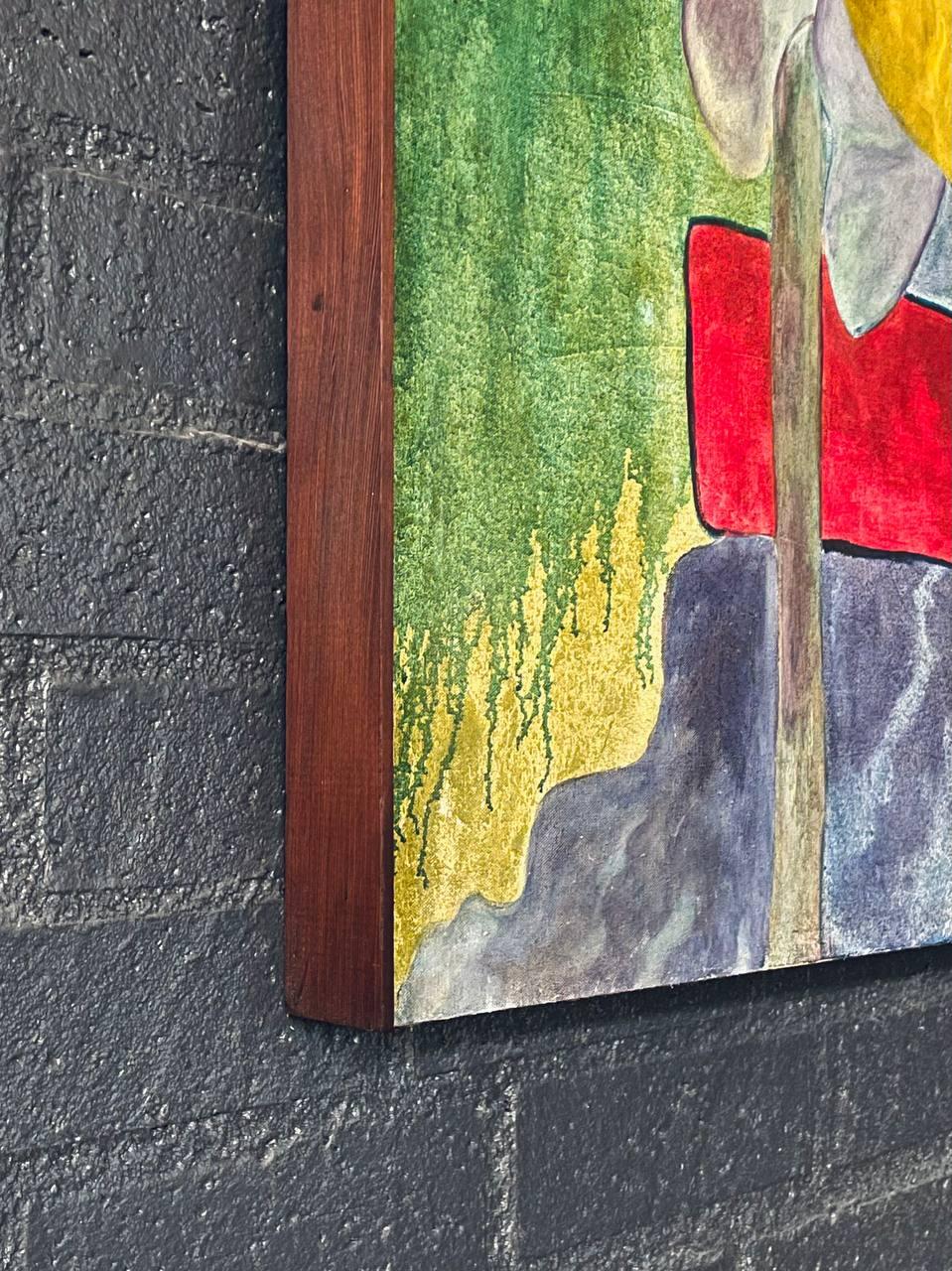 Sitzende Frau in rotem Stuhl - Modernistisches Expressionistisches Gemälde von Jūratė im Angebot 1