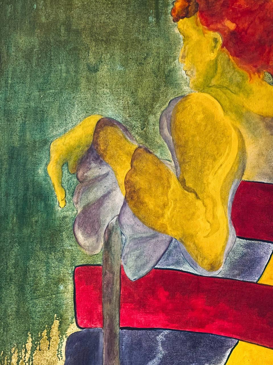 Sitzende Frau in rotem Stuhl - Modernistisches Expressionistisches Gemälde von Jūratė im Angebot 2