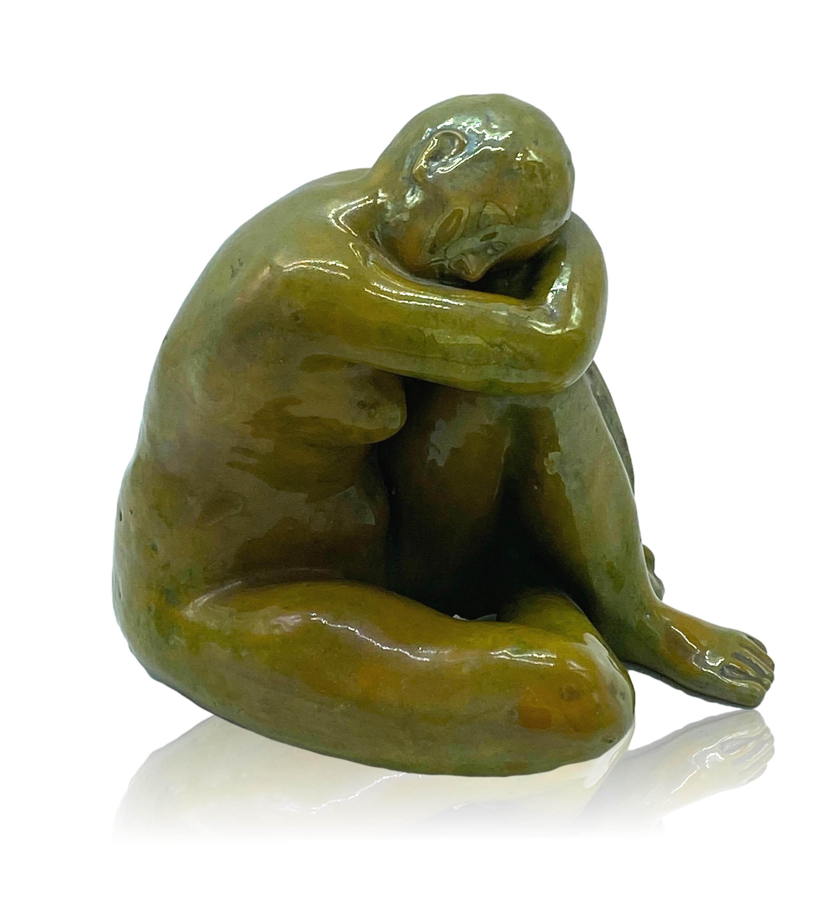Mid-20th Century Seated Woman Terracotta Sculpture, Italy, 1960s