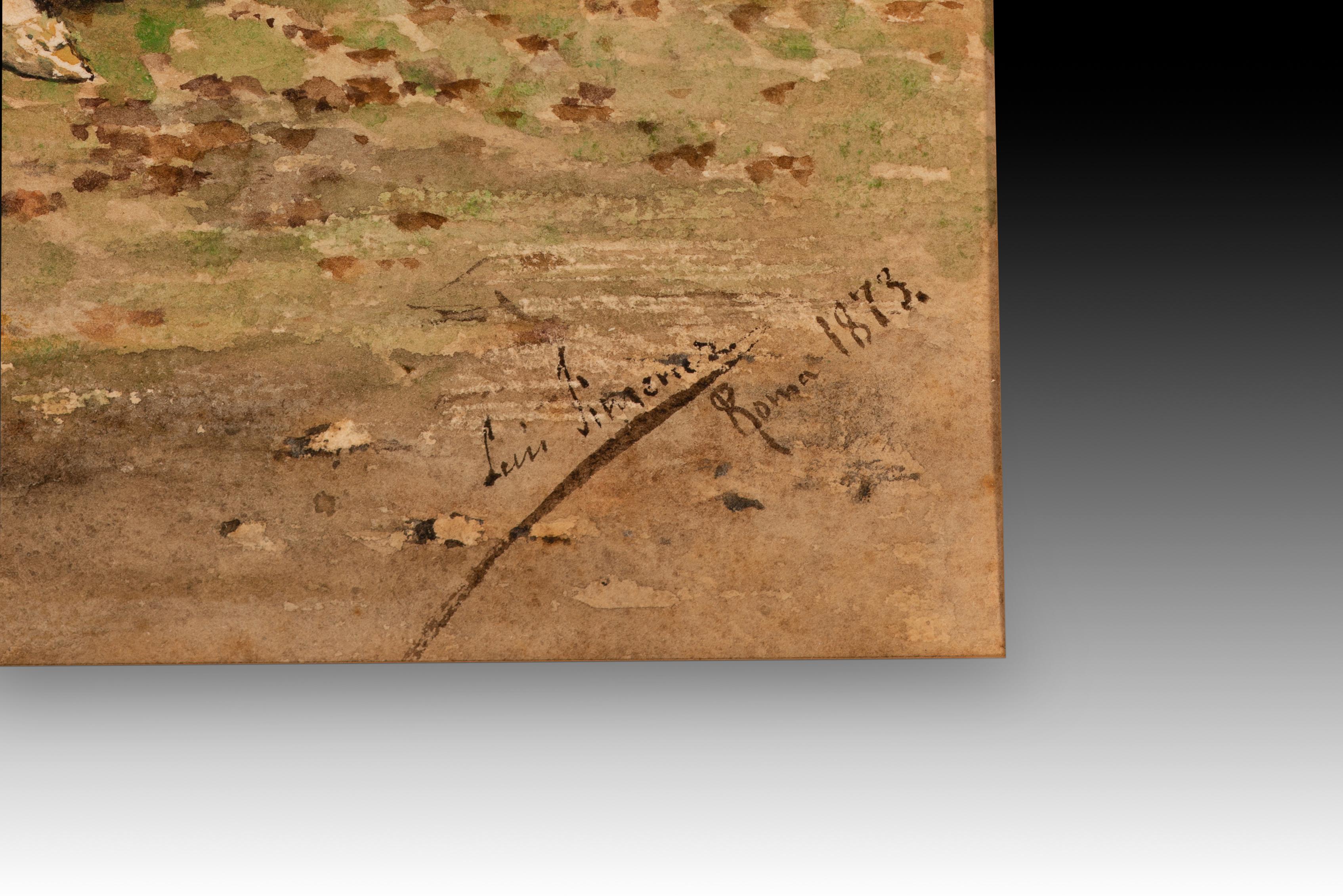 Neoclassico Donna seduta. Acquerello. Luis Jiménez ARANDA, Luis.  Roma, Italia, 1873. in vendita