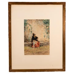Sitzende Frau. Aquarell. JIMÉNEZ ARANDA, Luis. Rom, Italien, 1873.