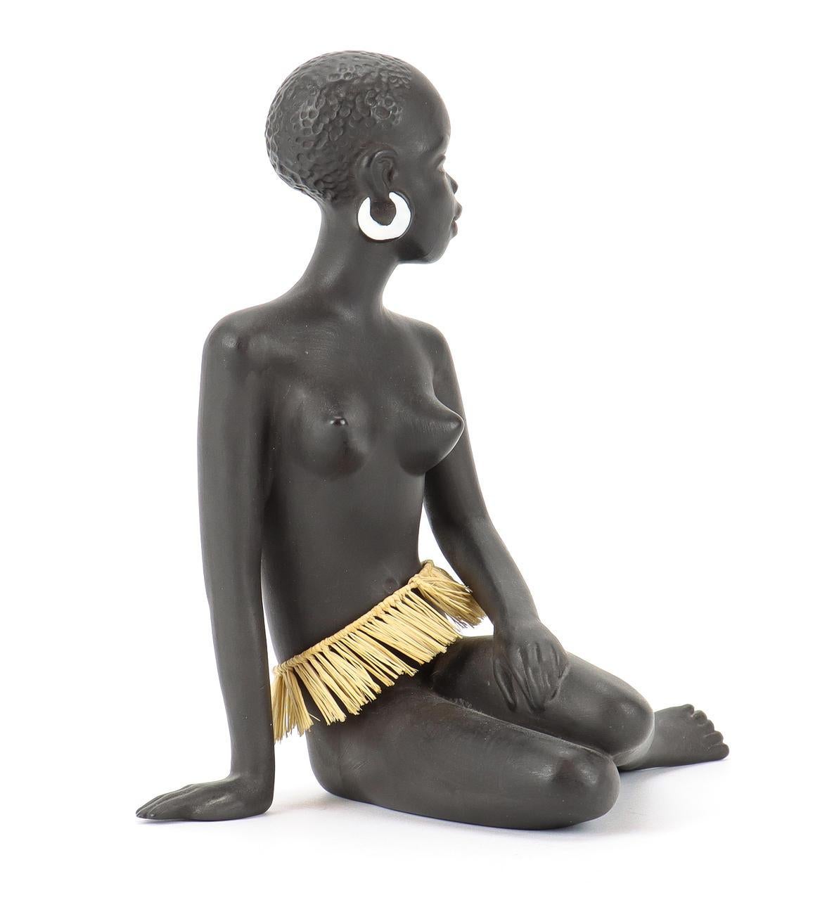Mid-Century Modern Seating African Woman Gmundner Keramik For Sale