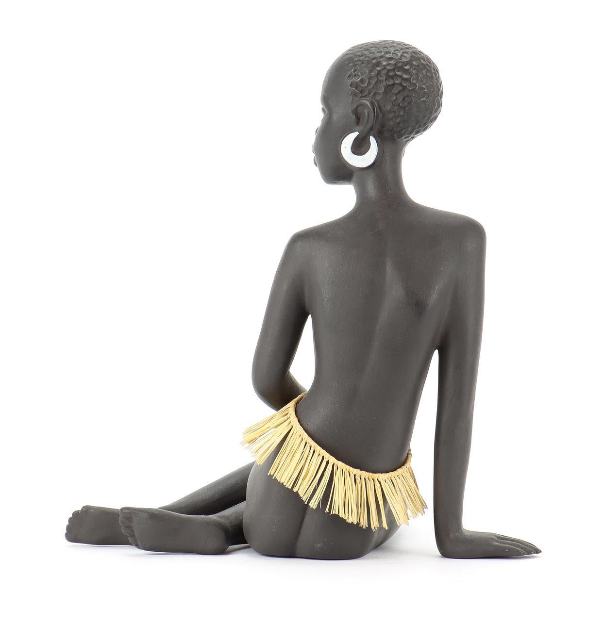 Austrian Seating African Woman Gmundner Keramik For Sale