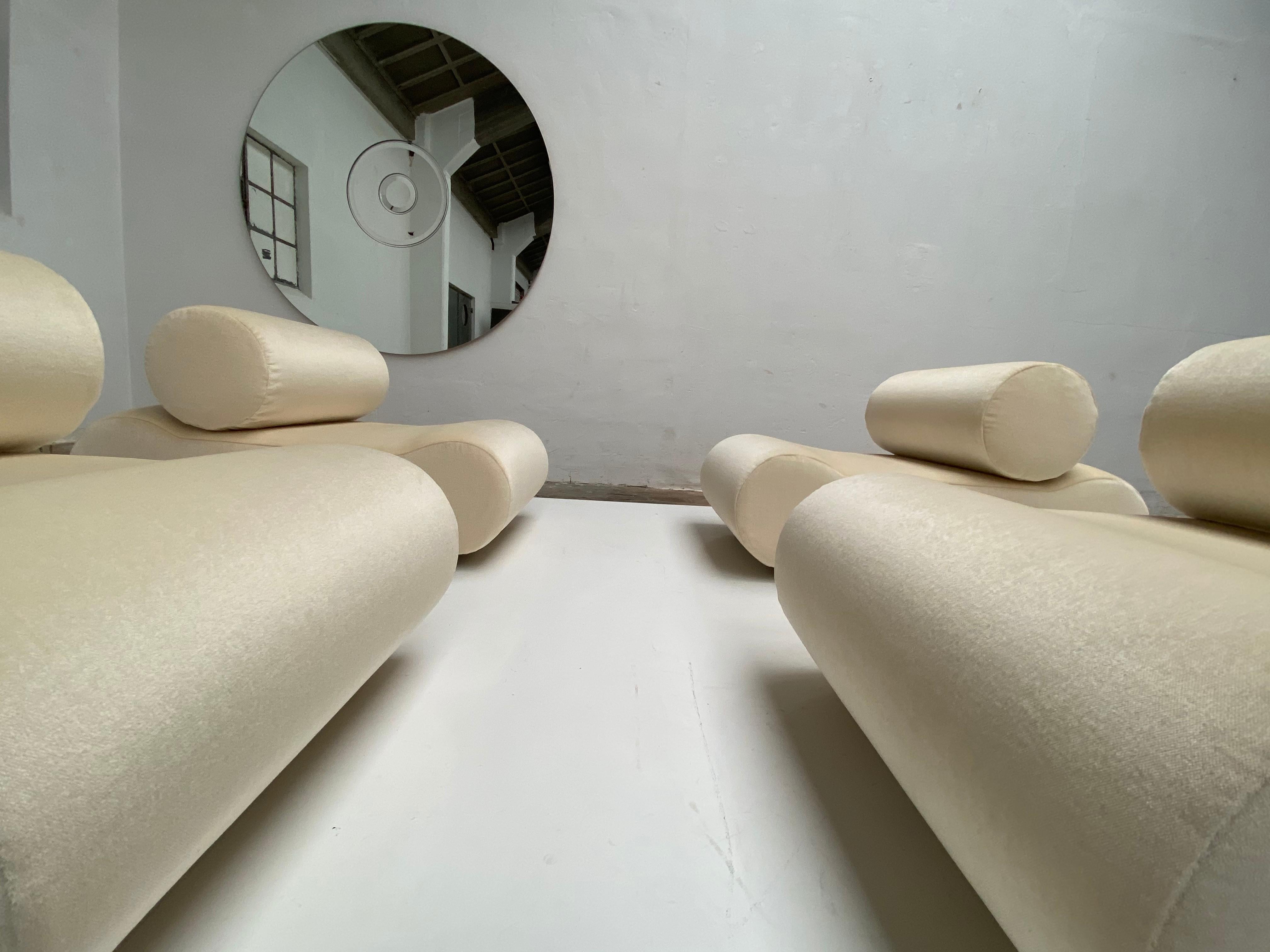 Seating as Minimalist Sculpture, 4 Elements by Uredat, 1969, Mohair Upholstery For Sale 3