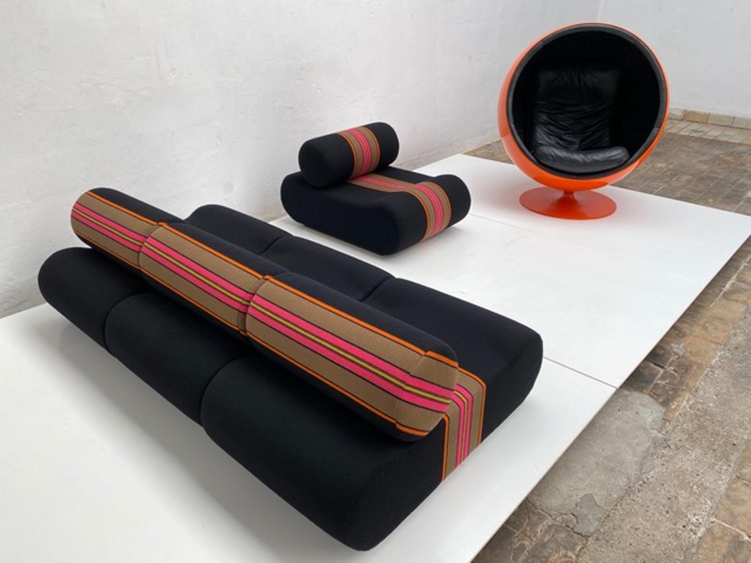 Sitzmöbel als minimalistische Skulptur, 4 Elemente von Uredat, 1969, Mohair-Polsterung im Angebot 6