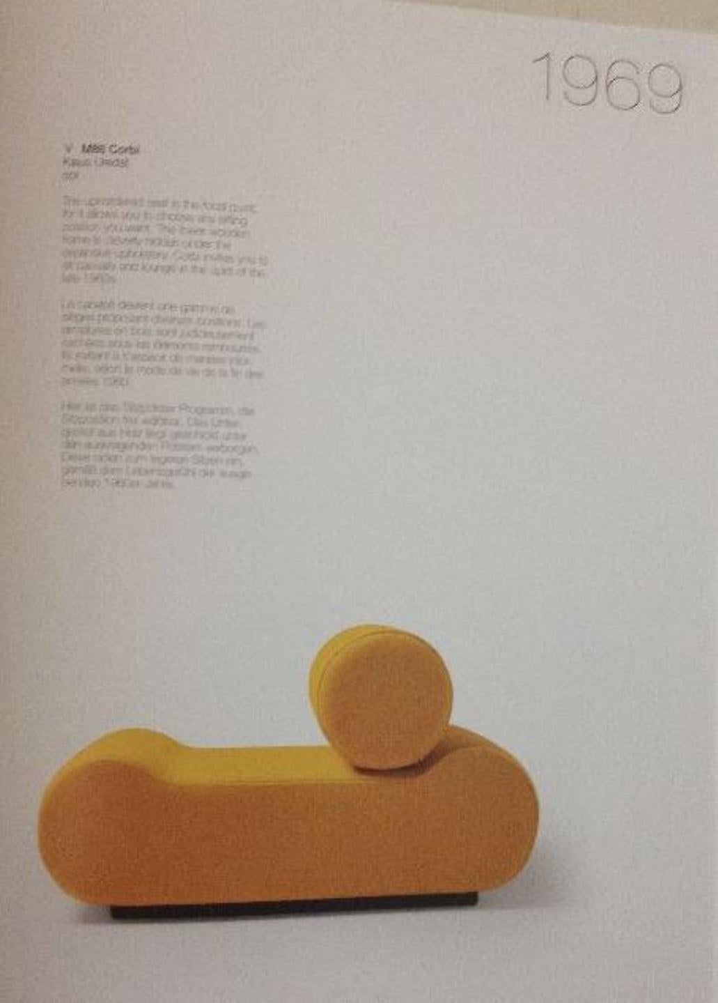 Erstaunliche, modulare Sitzgarnitur 'CORBI' in Museumsqualität, bestehend aus vier Elementen, entworfen von Klaus Uredat für 'COR', Deutschland, 1969, komplett mit der Original-Kaufrechnung von 1972.

Auf vielfachen Wunsch haben wir die