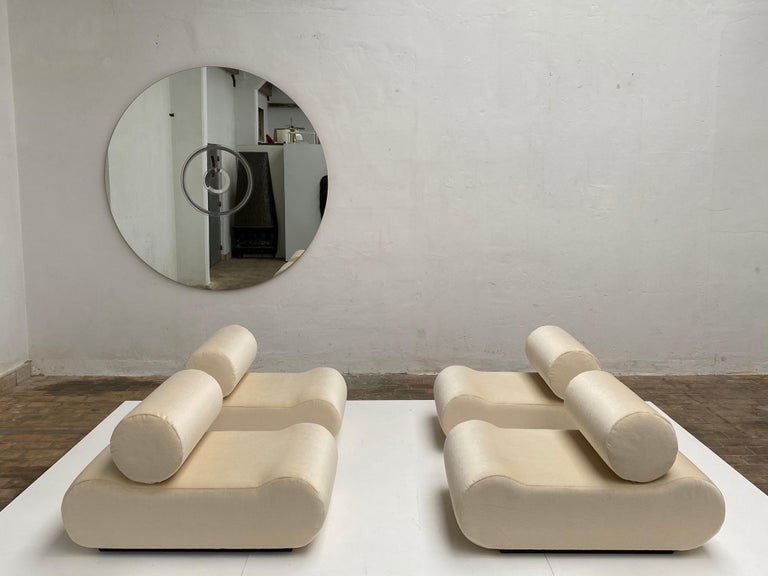 German Seating as Minimalist Sculpture, 4 Elements by Uredat, 1969, Mohair Upholstery For Sale
