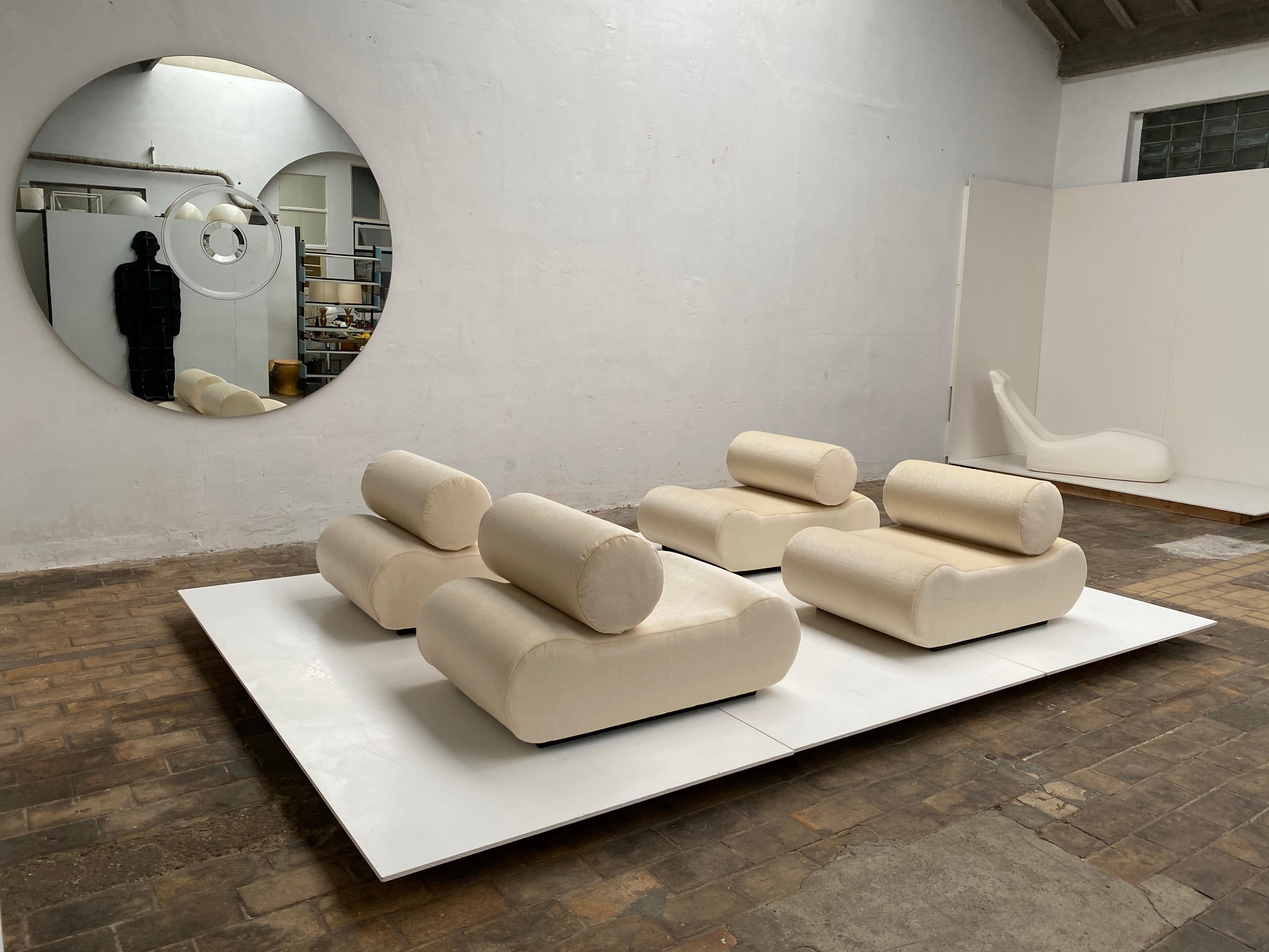 Seating as Minimalist Sculpture, 4 Elements by Uredat, 1969, Mohair Upholstery For Sale 9