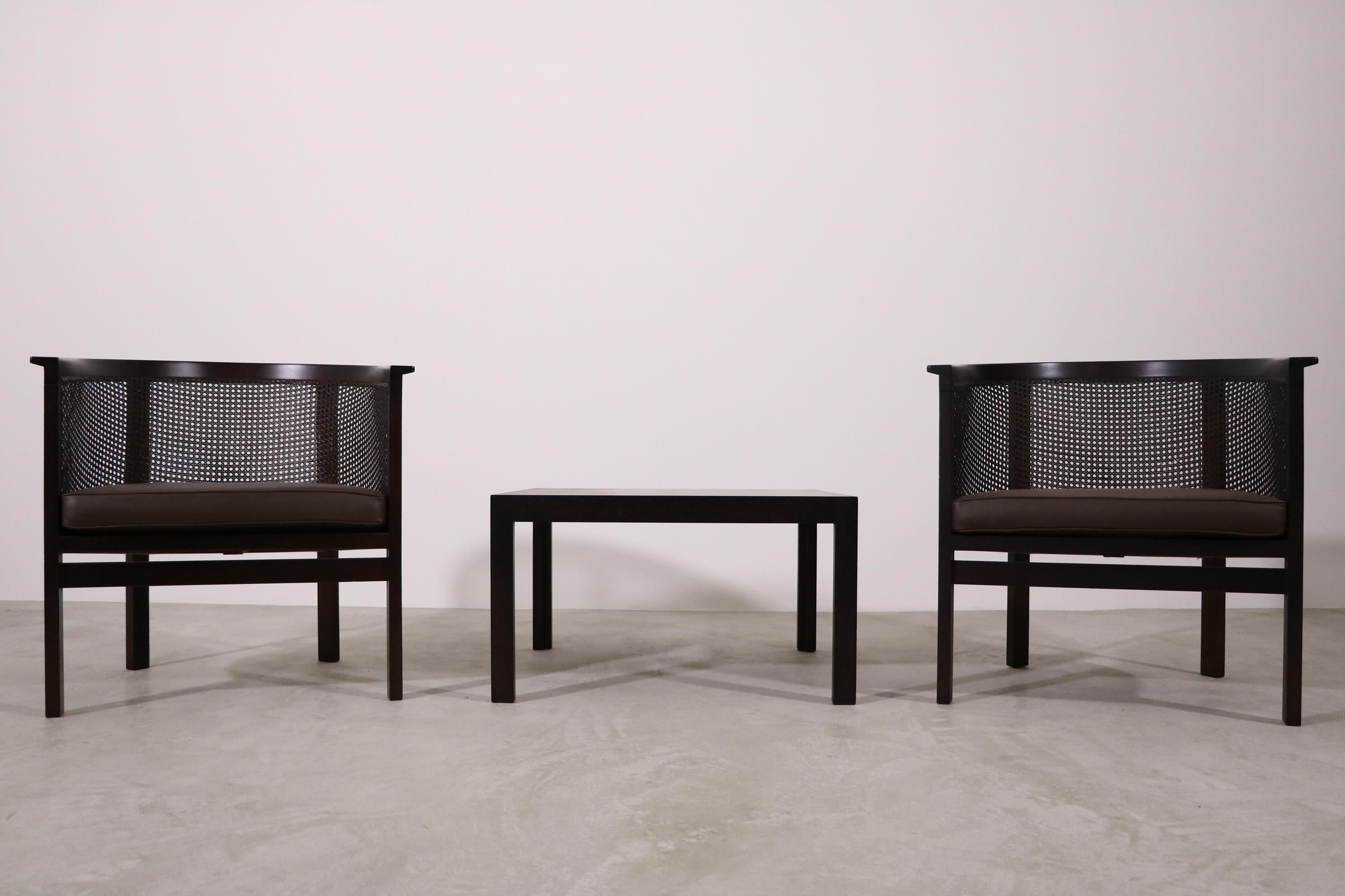 Danish Seating Group Armchairs + Table by Rud Thygesen and Johnny Sorensen for Botium For Sale