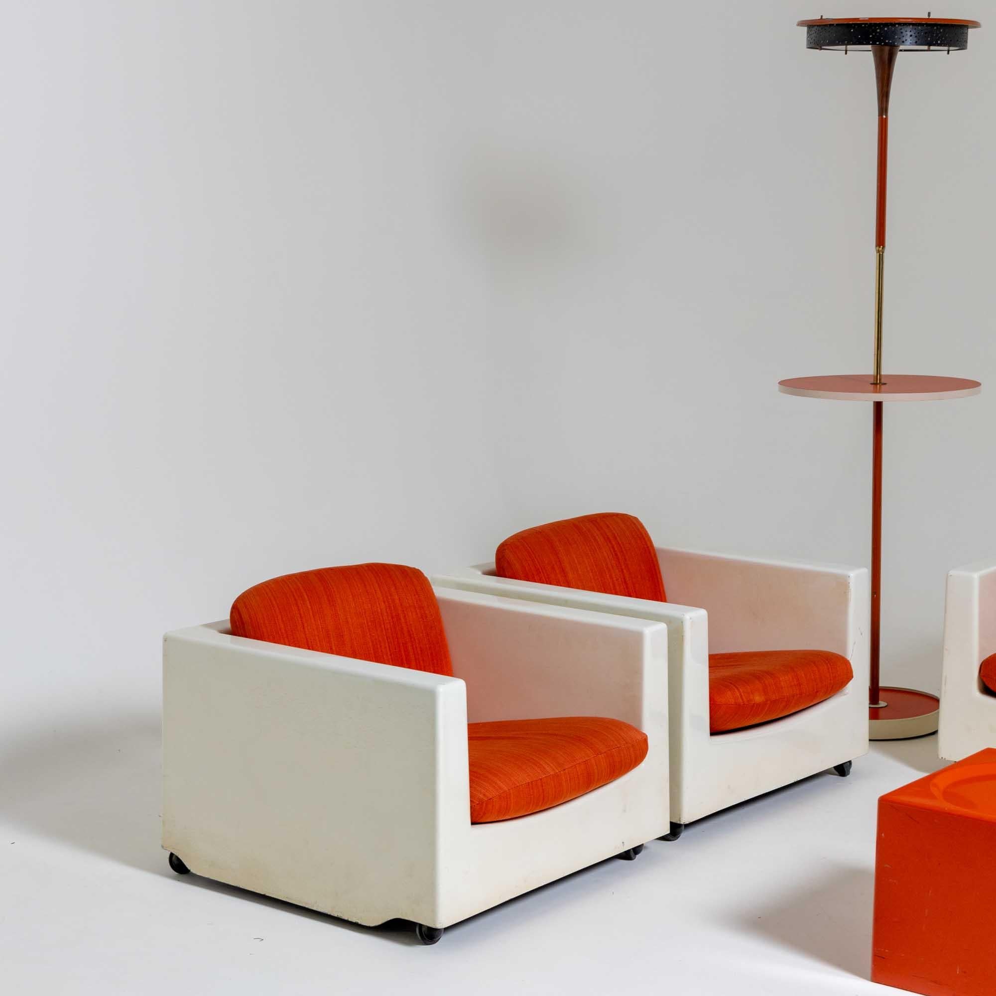 Mid-Century Modern Ensemble de sièges par Ico Parisi pour MIM, ensemble de salon, orange, Italie, années 1960 en vente