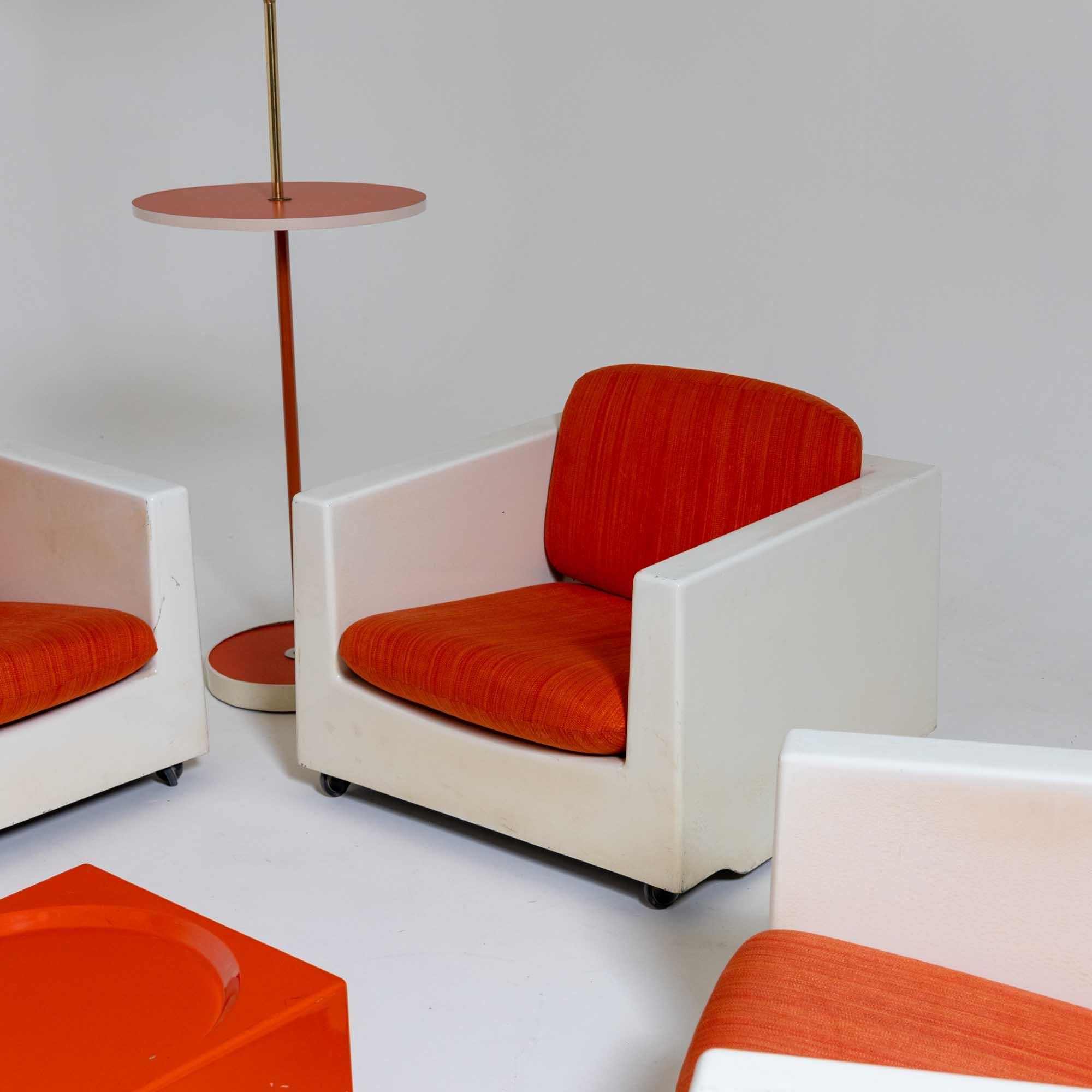 Mid-Century Modern Seating group by Ico Parisi for MIM, Living Room Set, Orange, Italy 1960s For Sale