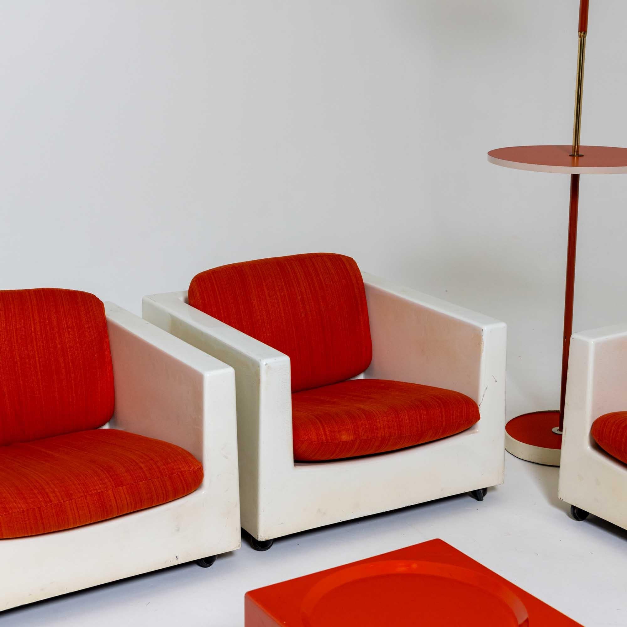 Italian Seating group by Ico Parisi for MIM, Living Room Set, Orange, Italy 1960s For Sale