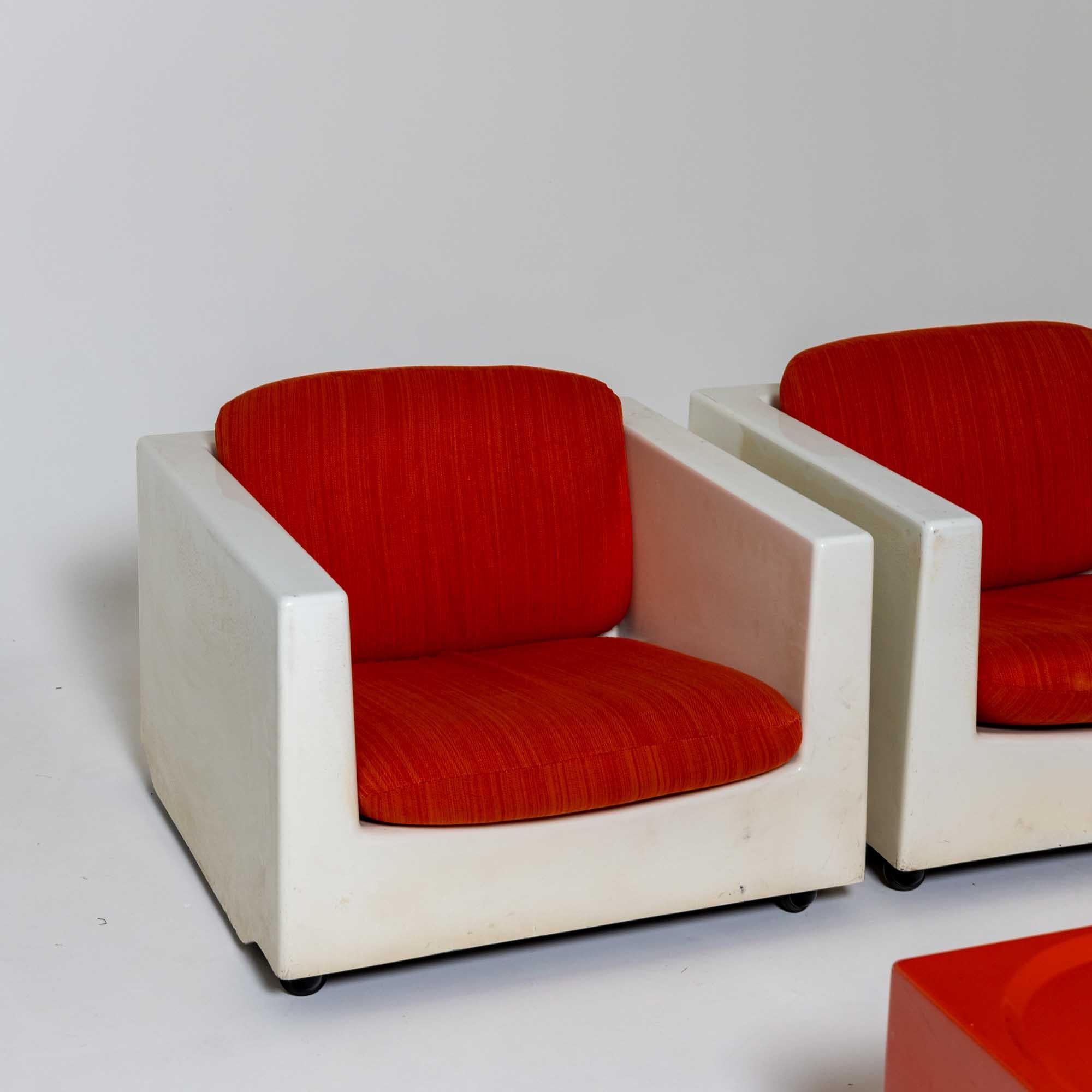 Tissu Ensemble de sièges par Ico Parisi pour MIM, ensemble de salon, orange, Italie, années 1960 en vente