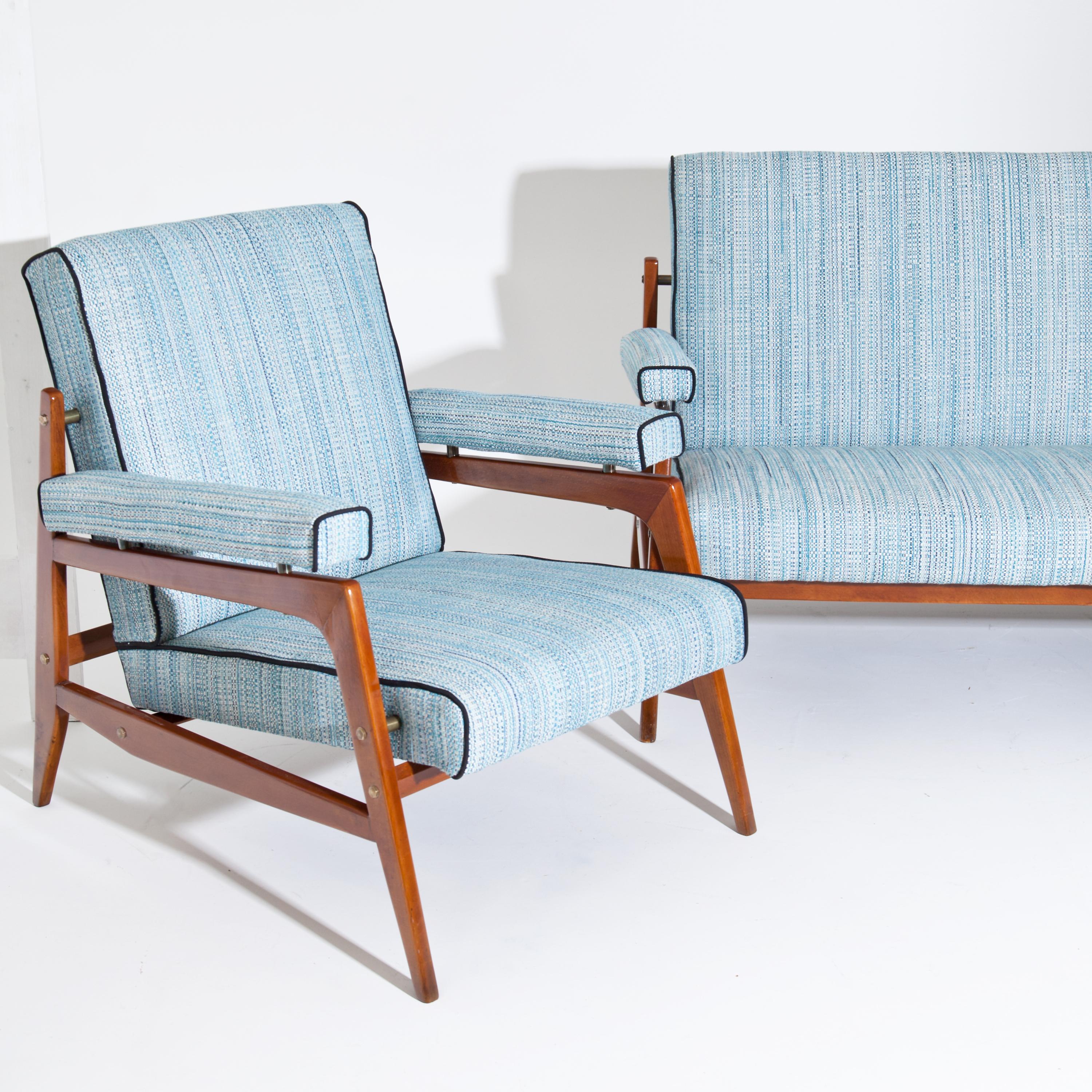 Wood Seating Group, Italy, Mid-20th Century For Sale