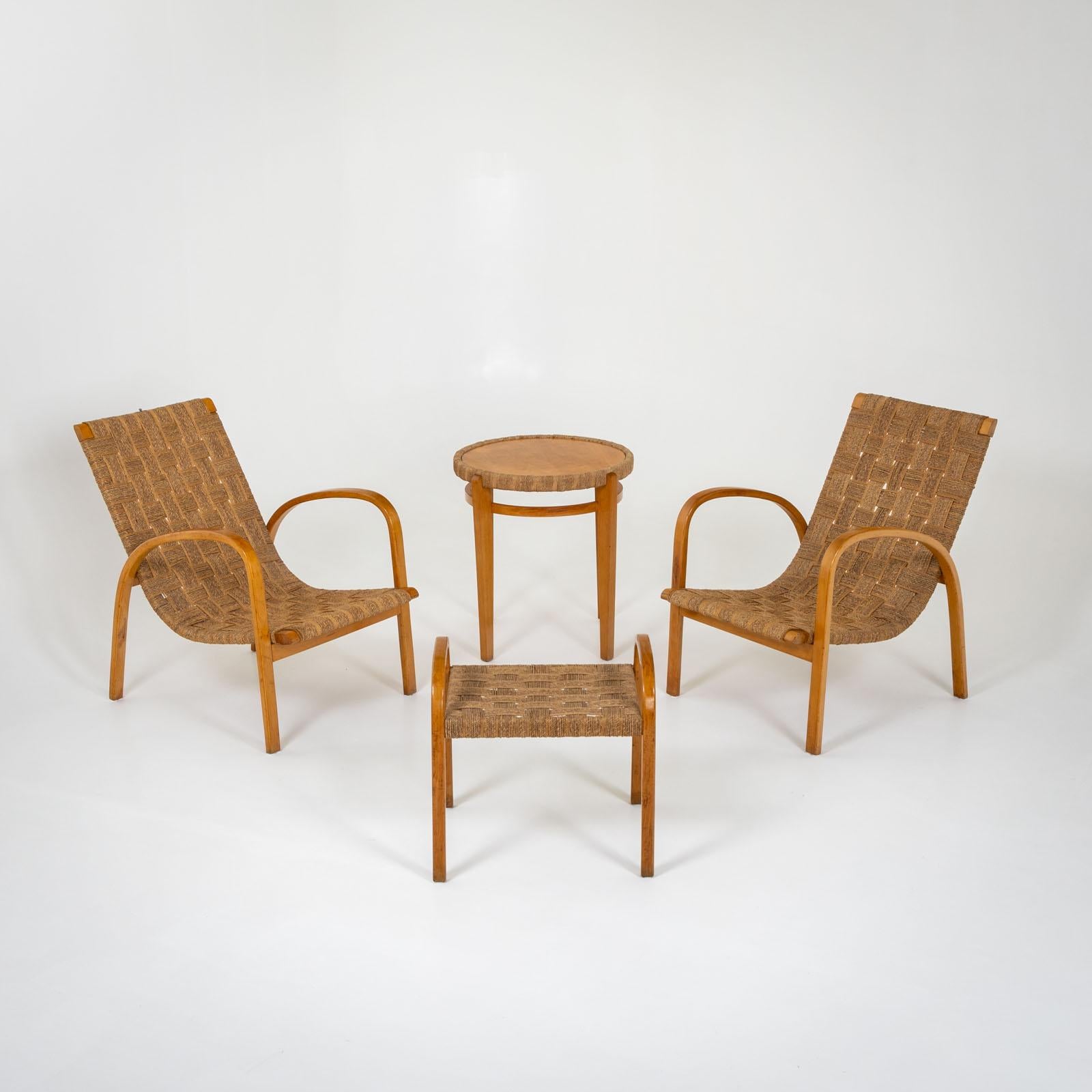 Modern Seating group with rope covering, Italy 1940s For Sale