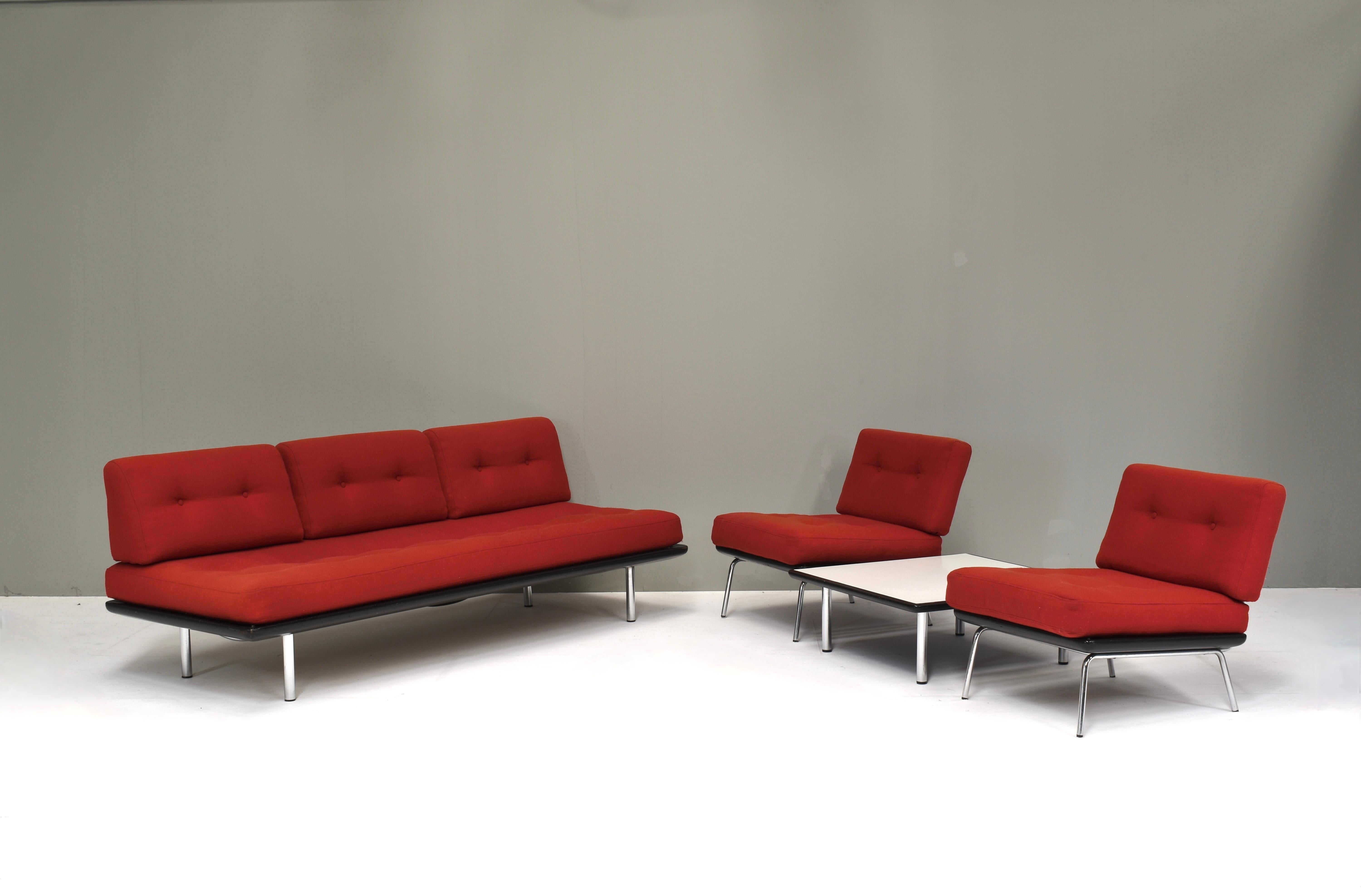Minimalistic seating set with matching coffee table by or in the style of Martin Visser or Kho Liang Ie.
Sofa and chairs can be sold seperate.
Designer: Unknown. By or in the style of Martin Visser or Kho Liang Ie
Manufacturer: Unknown. By or in